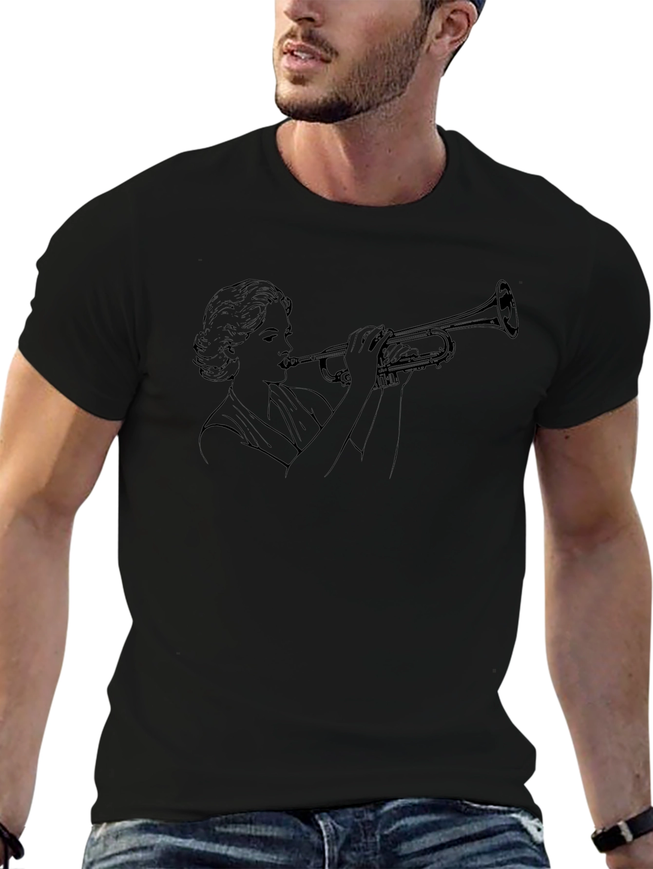 Trumpet Woman Black T-Shirt - Unique Musician Tee