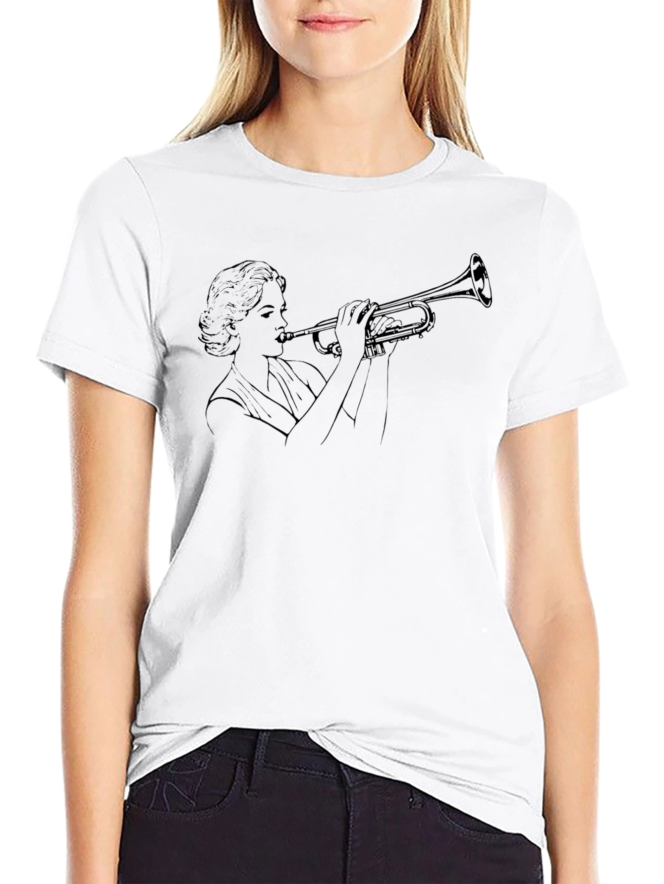 Trumpet Woman Black T-Shirt - Unique Musician Tee