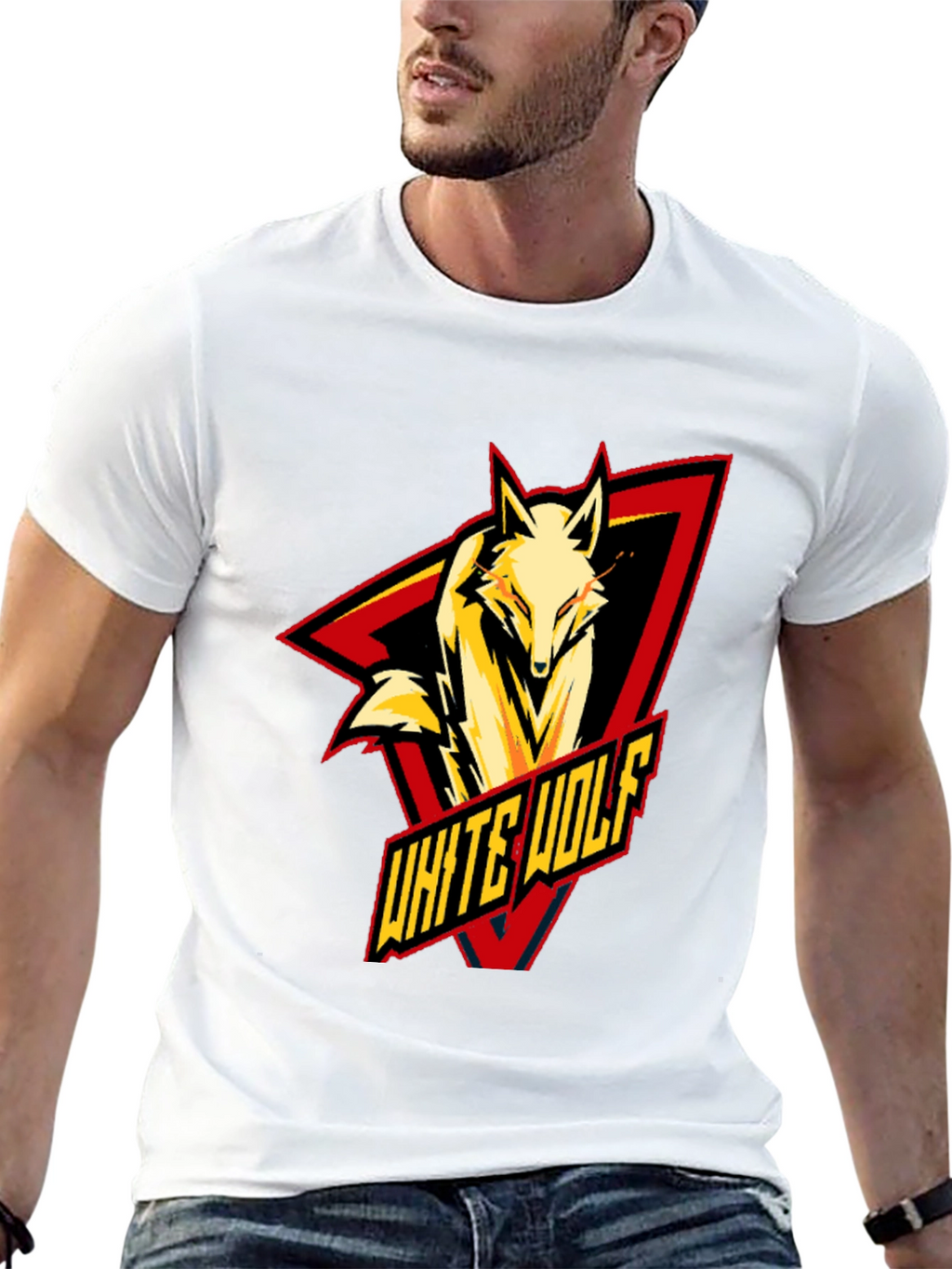 White Wolf Graphic T-Shirt - Black