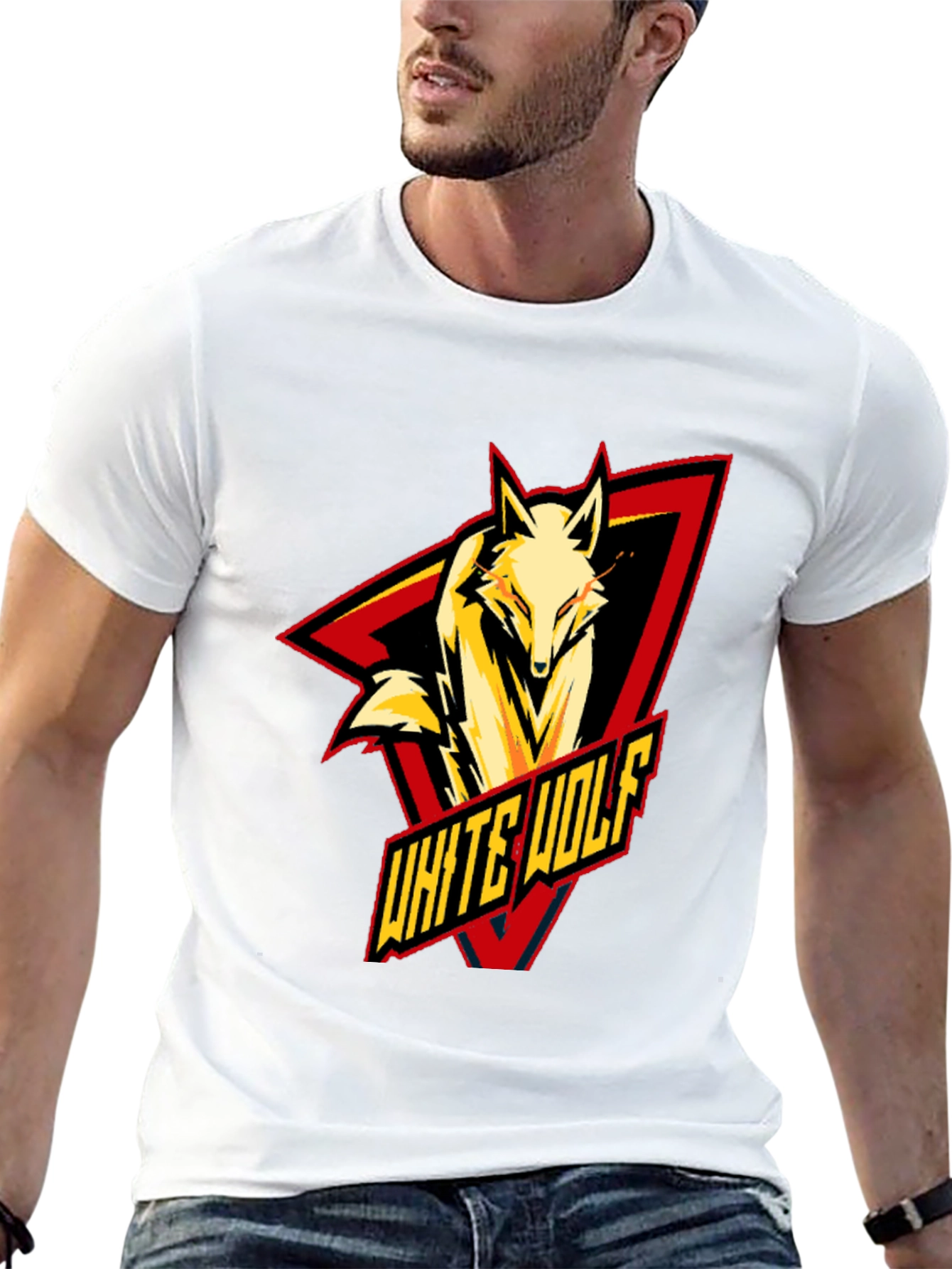 White Wolf Graphic T-Shirt - Black