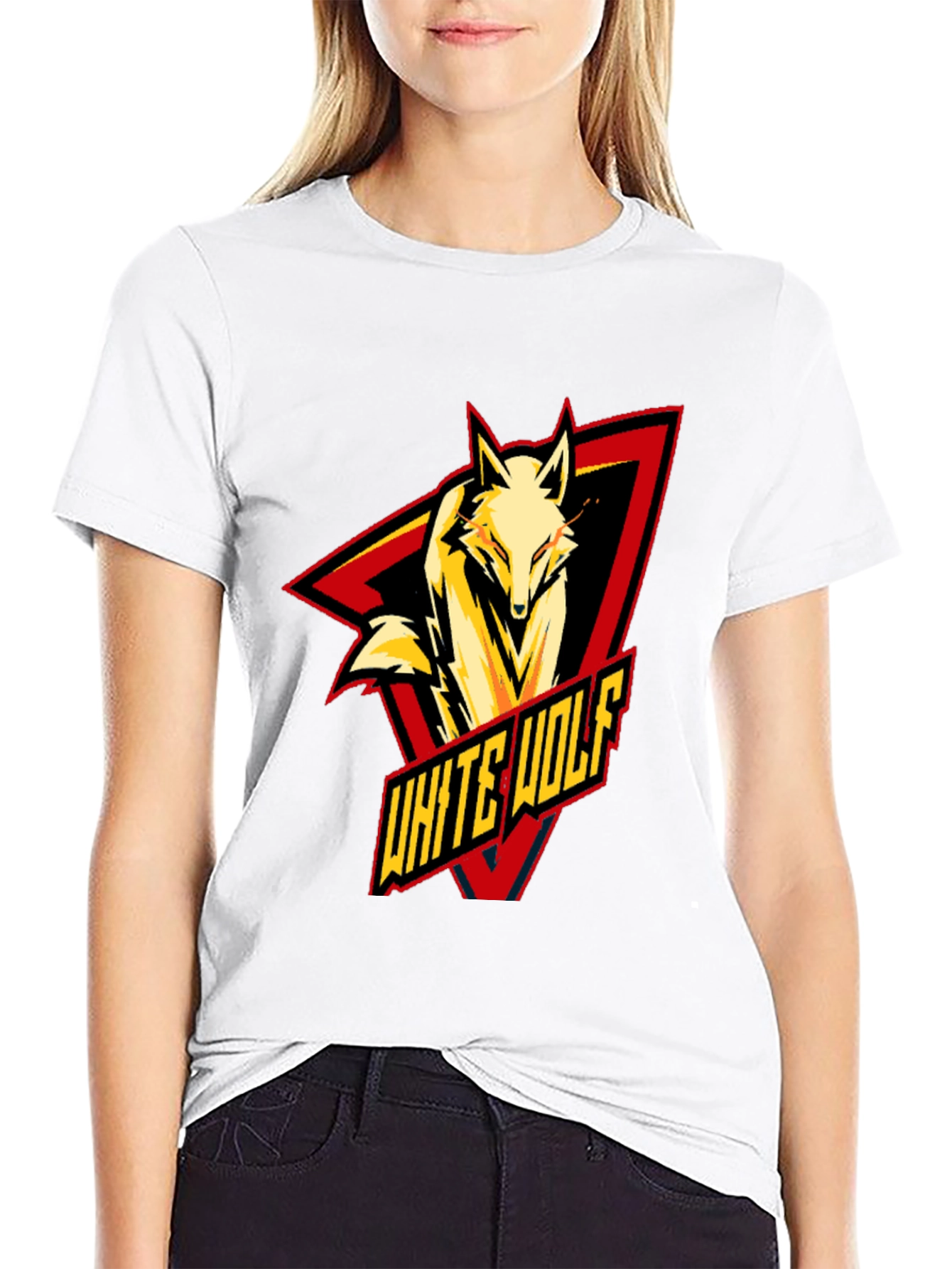 White Wolf Graphic T-Shirt - Black