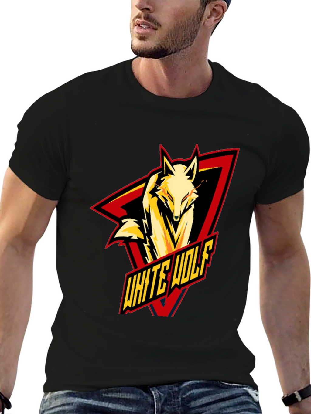 White Wolf Graphic T-Shirt - Black
