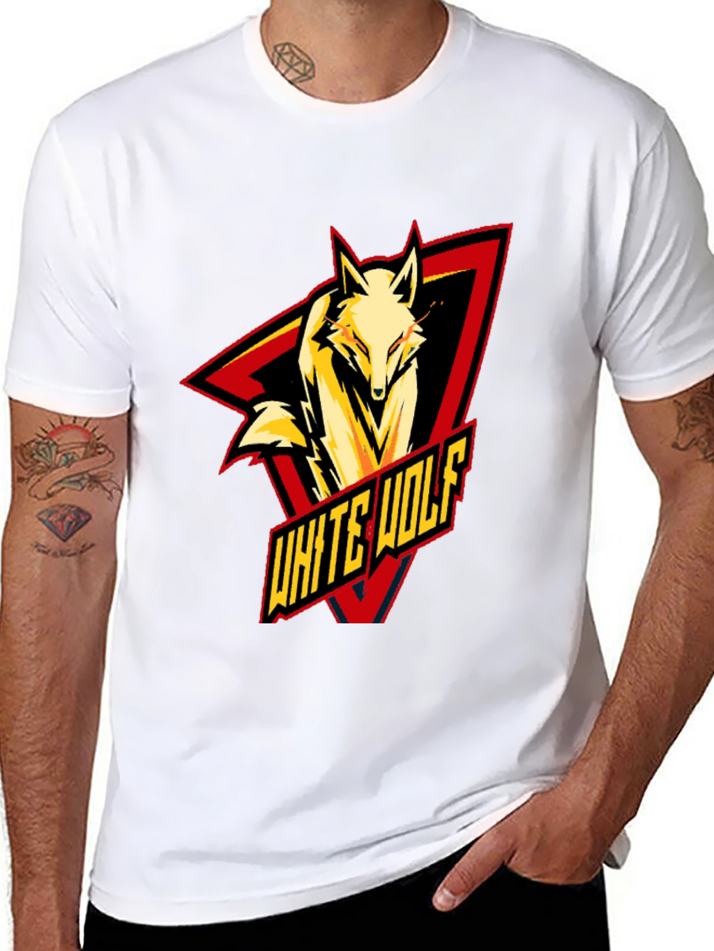 White Wolf Graphic T-Shirt - Black