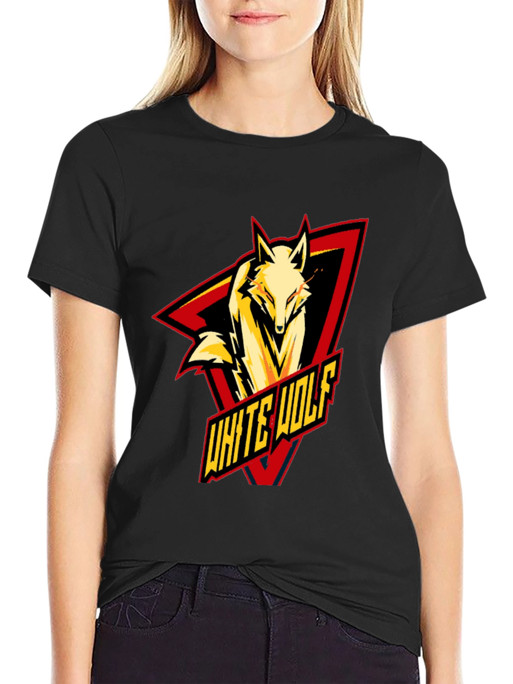 White Wolf Graphic T-Shirt - Black
