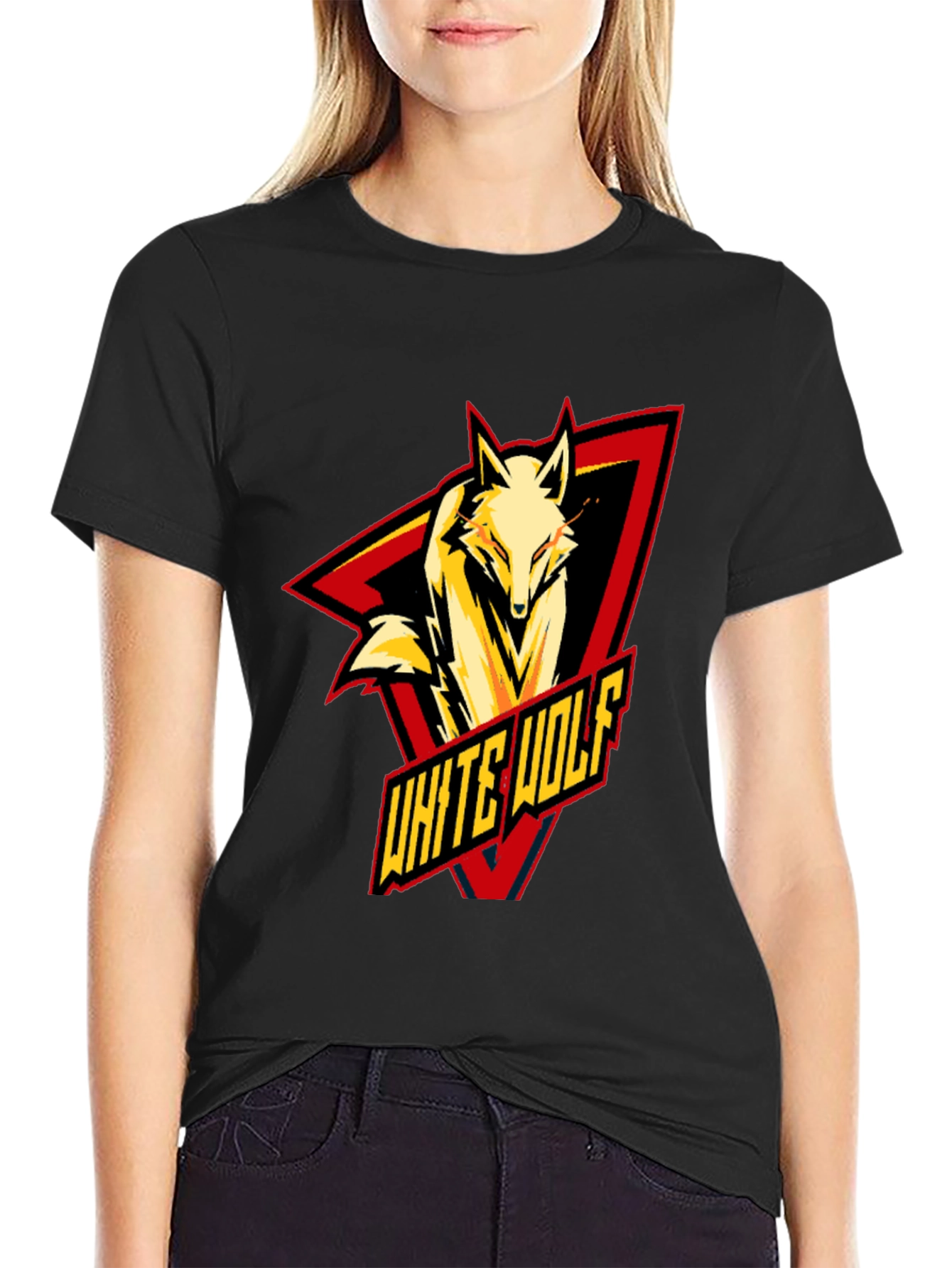 White Wolf Graphic T-Shirt - Black