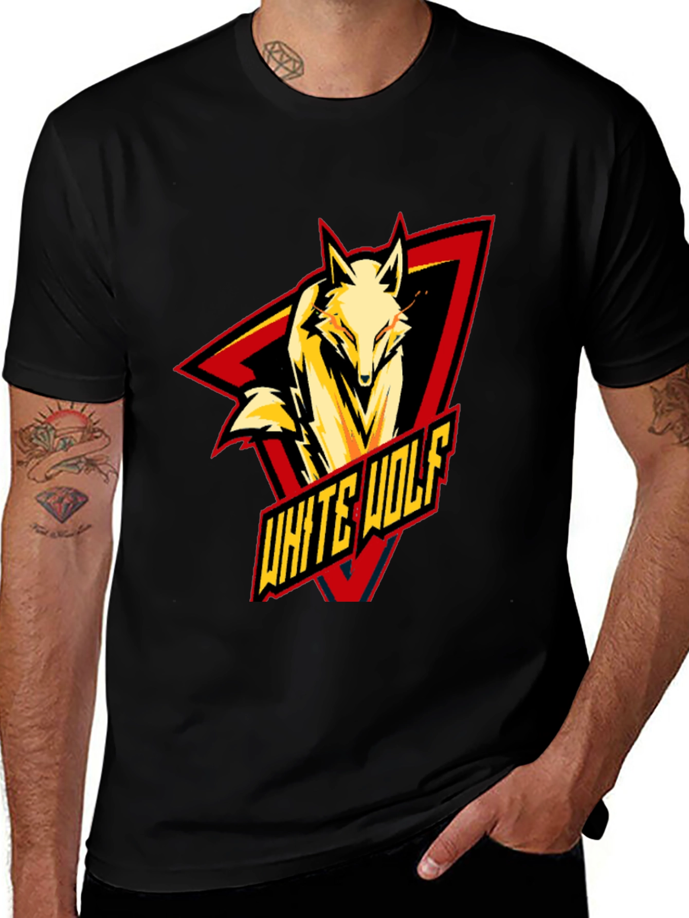 White Wolf Graphic T-Shirt - Black