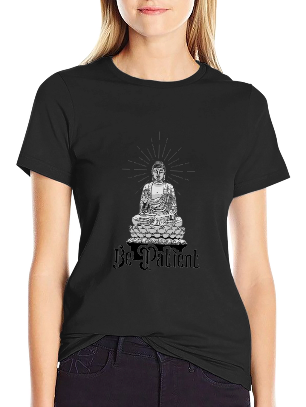 Be Patient Buddha Graphic Black Tee