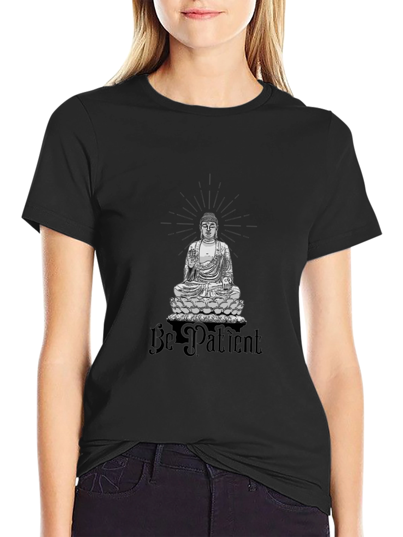 Be Patient Buddha Graphic Black Tee
