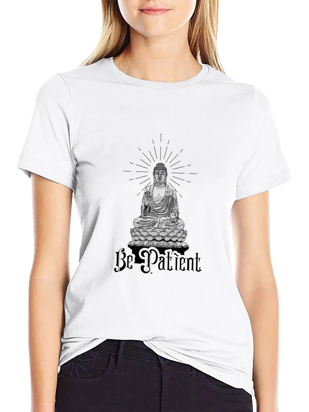 Be Patient Buddha Graphic Black Tee