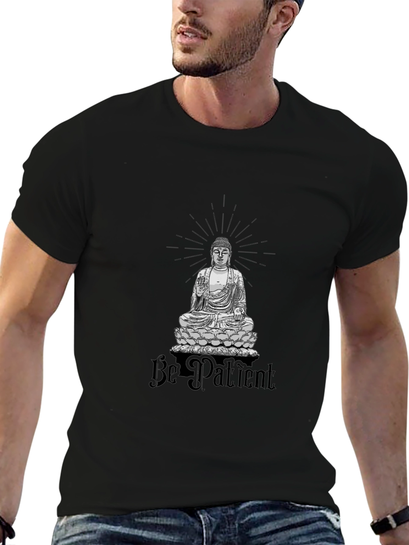 Be Patient Buddha Graphic Black Tee