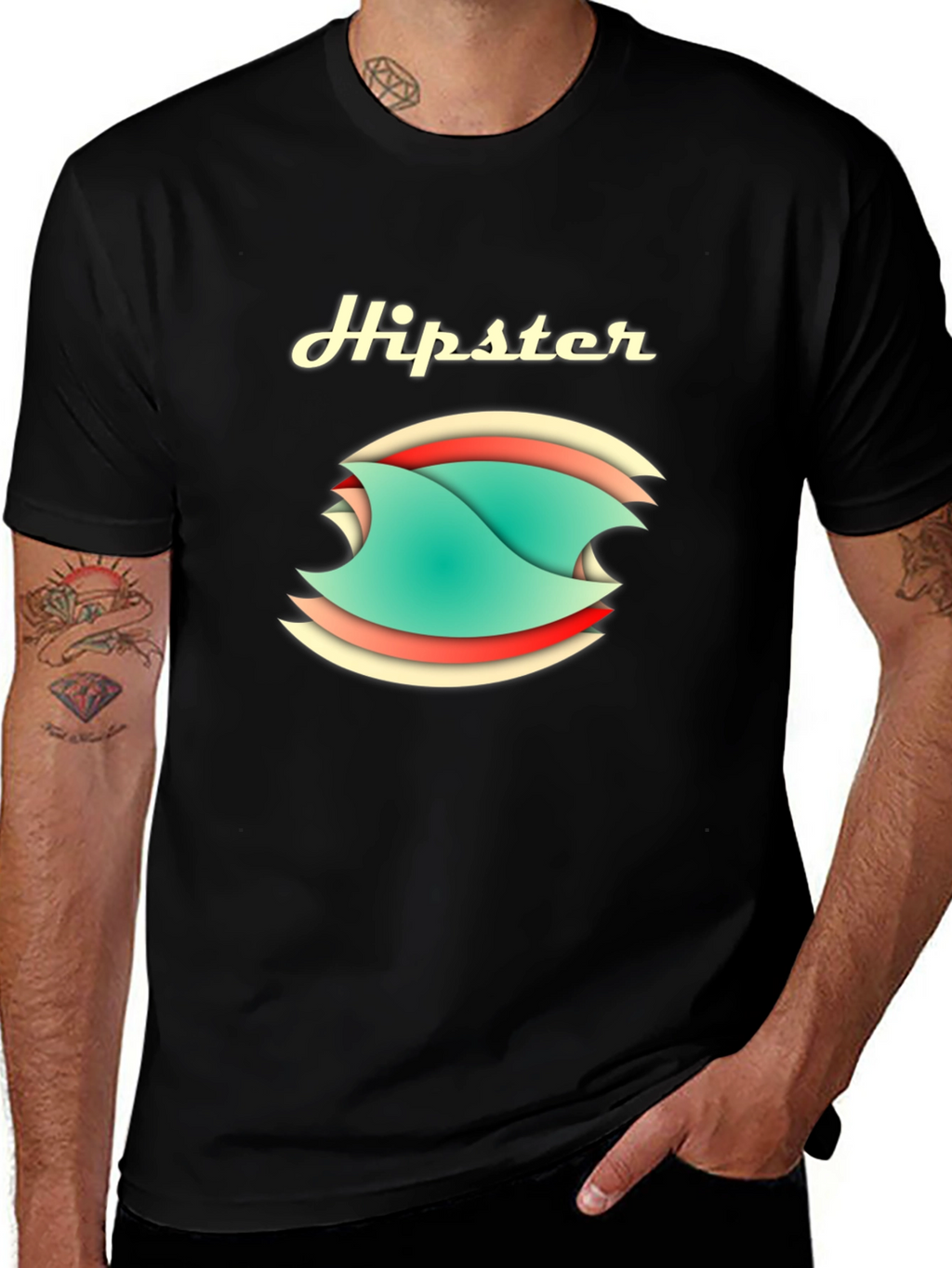 Hipster Graphic Tee - Stylish Cotton Blend T-Shirt