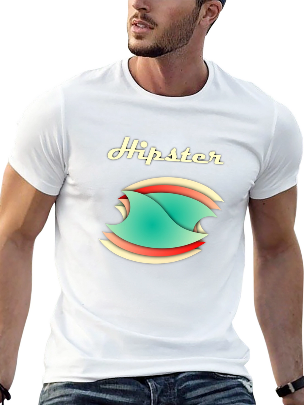 Hipster Graphic Tee - Stylish Cotton Blend T-Shirt