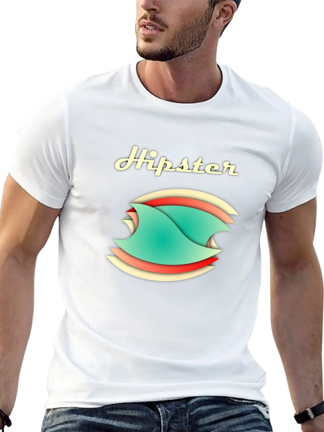 Hipster Graphic Tee - Stylish Cotton Blend T-Shirt