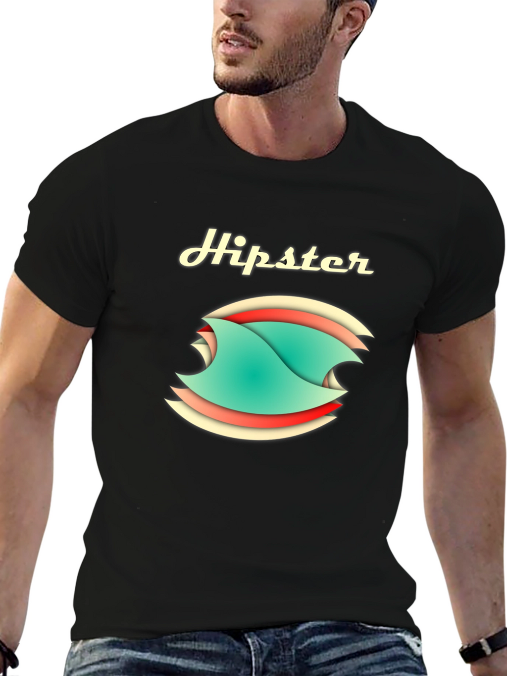 Hipster Graphic Tee - Stylish Cotton Blend T-Shirt