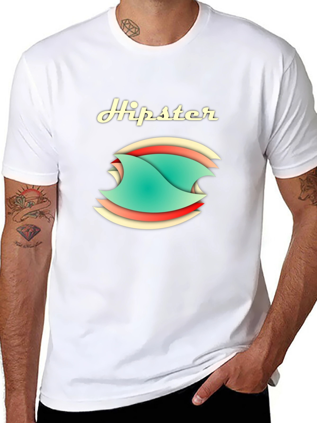 Hipster Graphic Tee - Stylish Cotton Blend T-Shirt