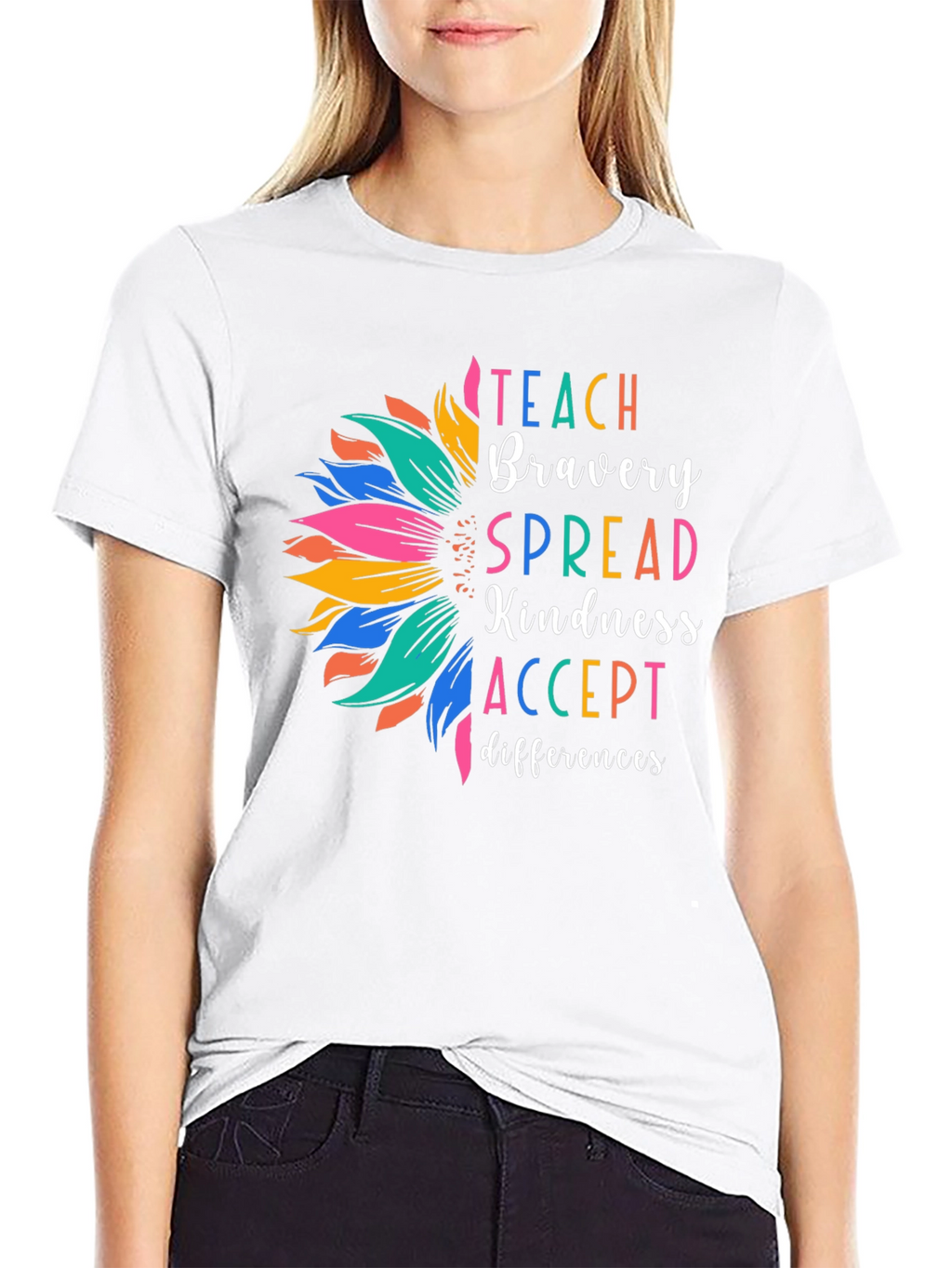 Inspirational Teach Bravery Sunflower Graphic Tee
