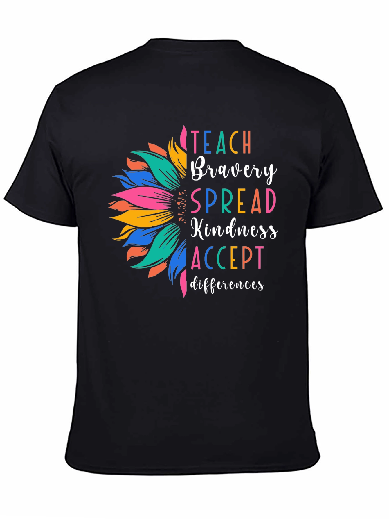 Inspirational Teach Bravery Sunflower Graphic Tee