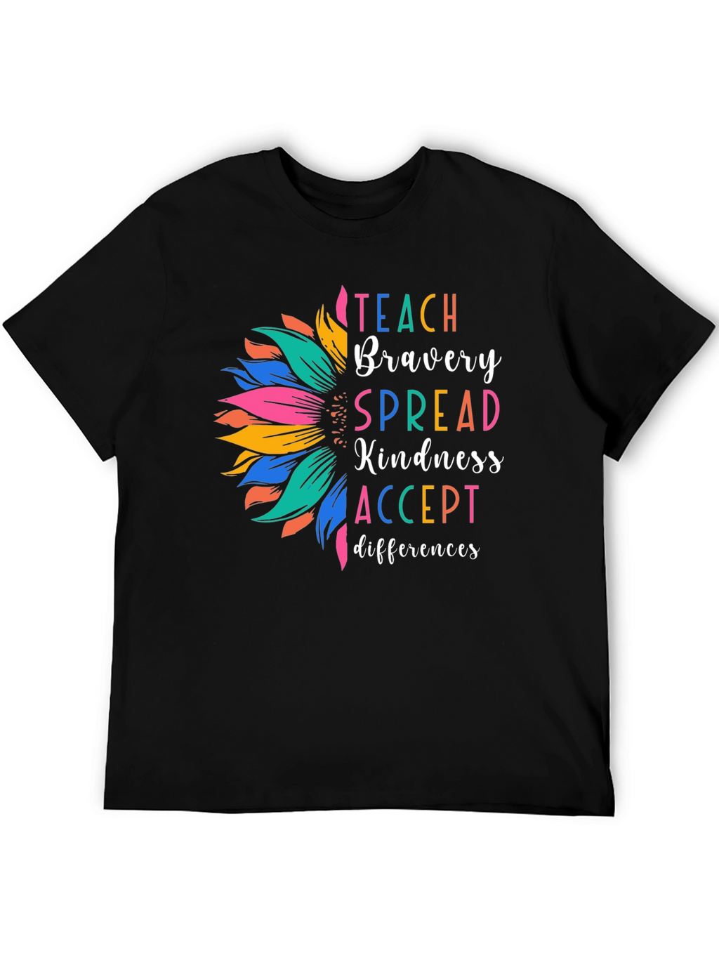 Inspirational Teach Bravery Sunflower Graphic Tee