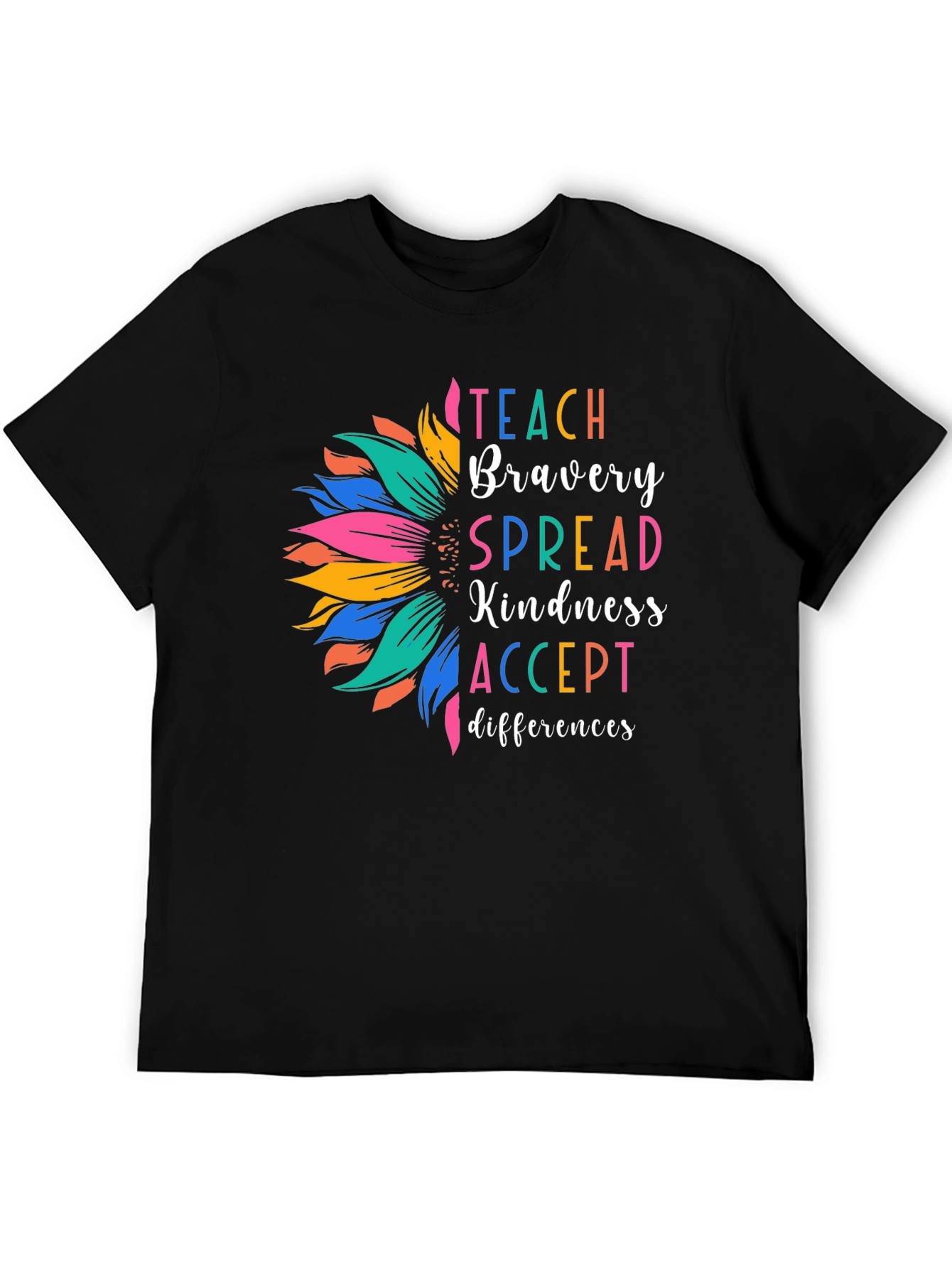 Inspirational Teach Bravery Sunflower Graphic Tee