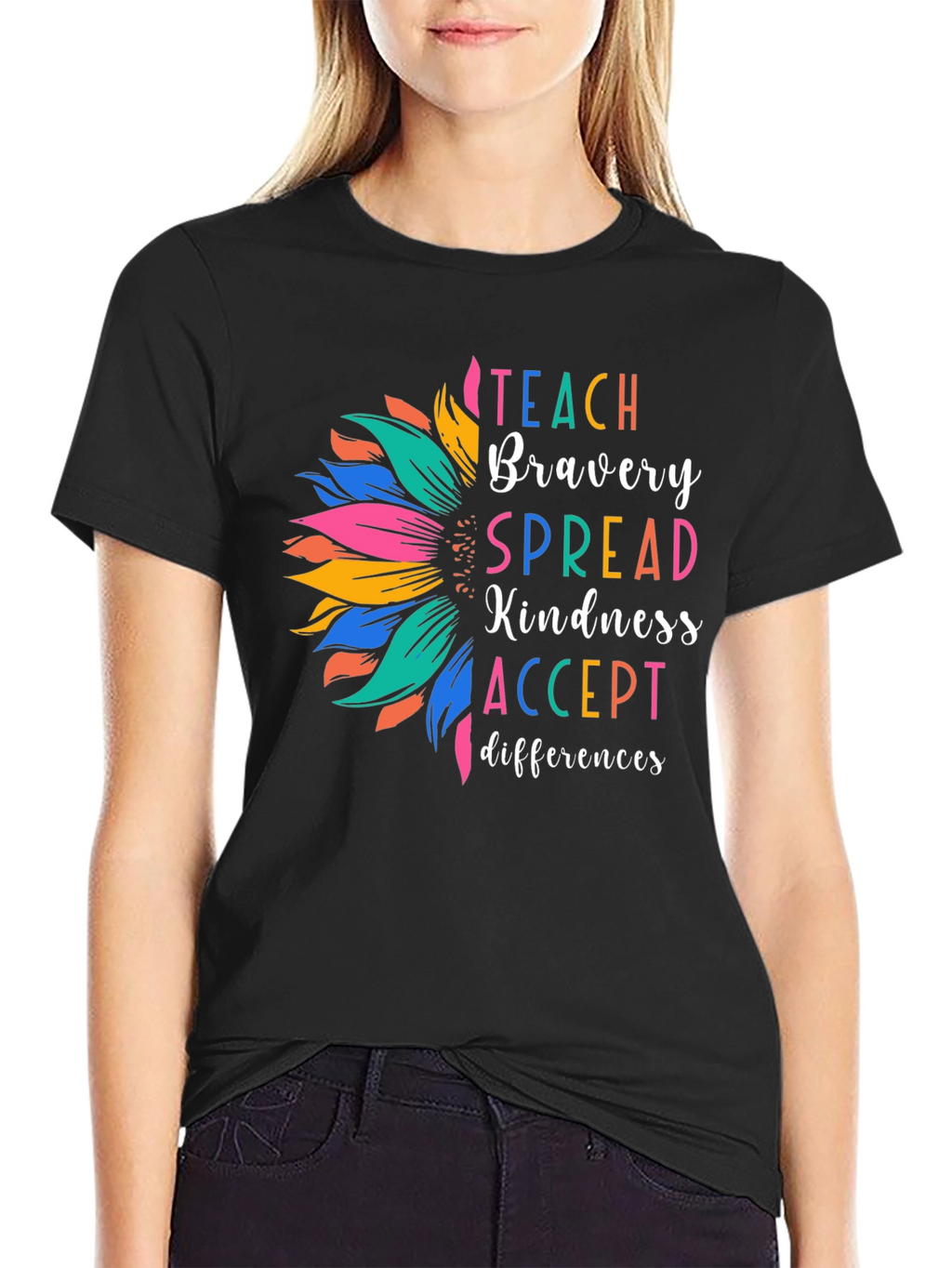 Inspirational Teach Bravery Sunflower Graphic Tee
