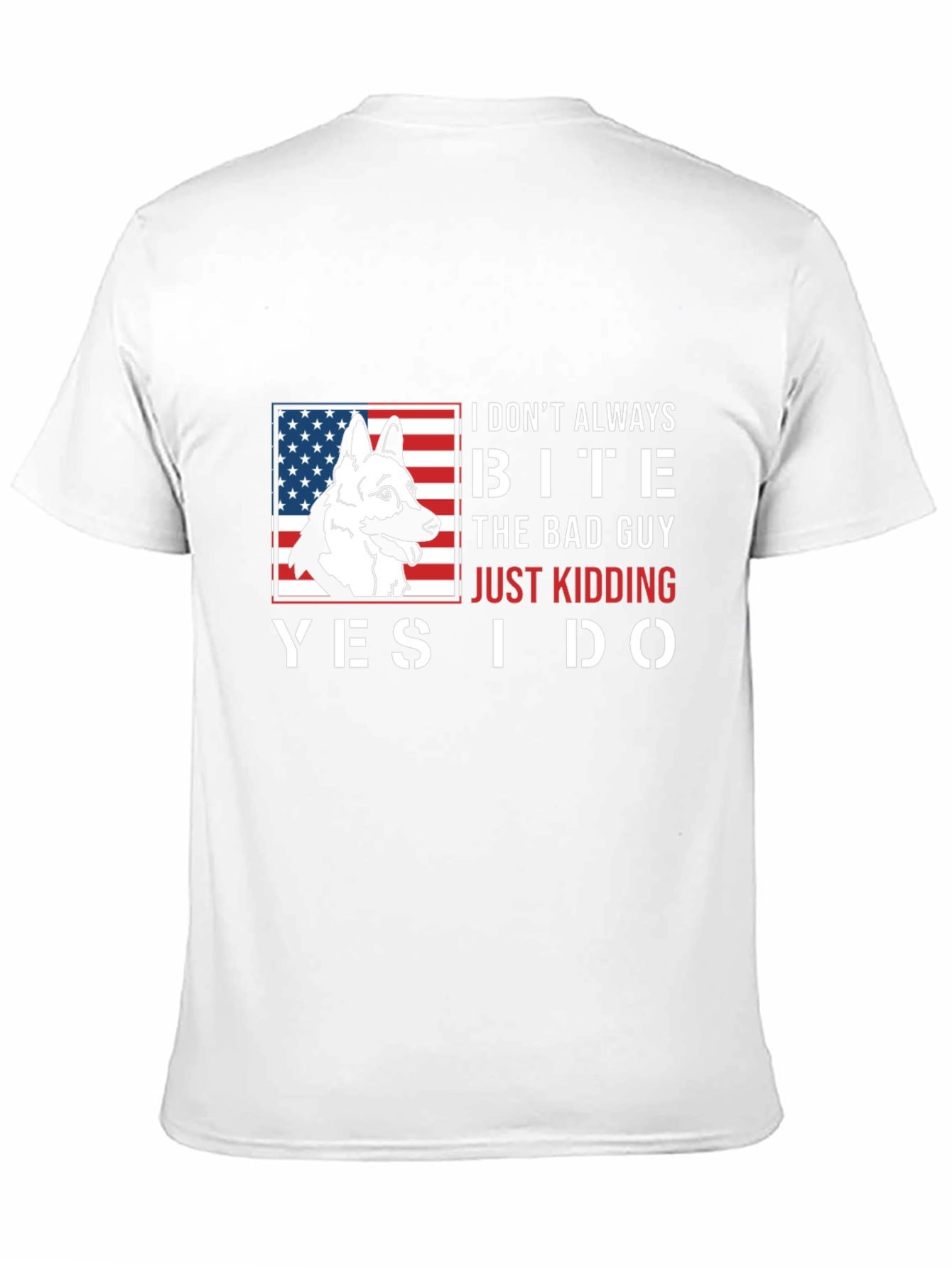 Funny Dog Bite T-Shirt - American Flag Design