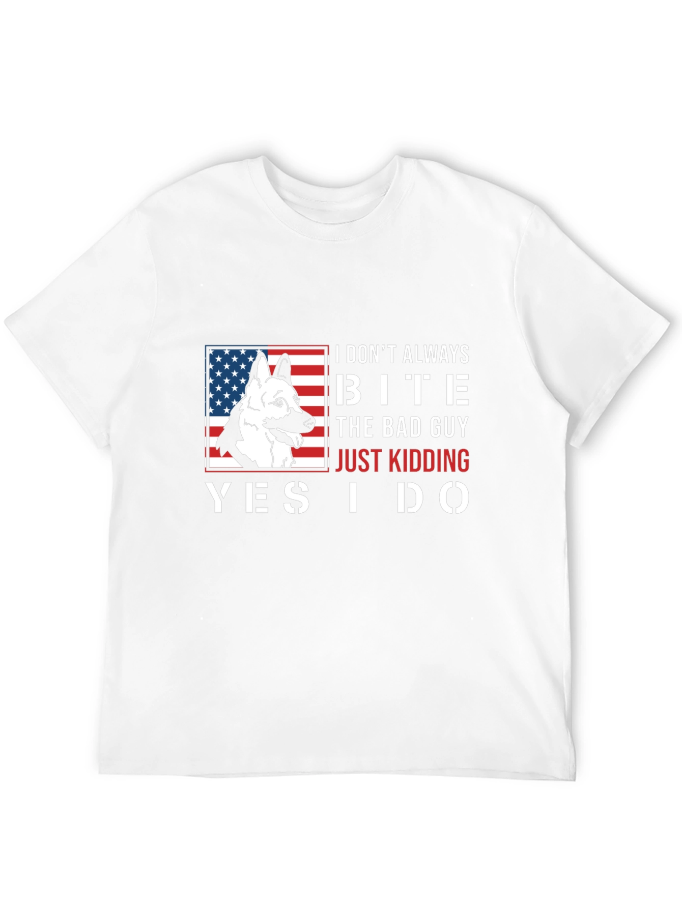 Funny Dog Bite T-Shirt - American Flag Design