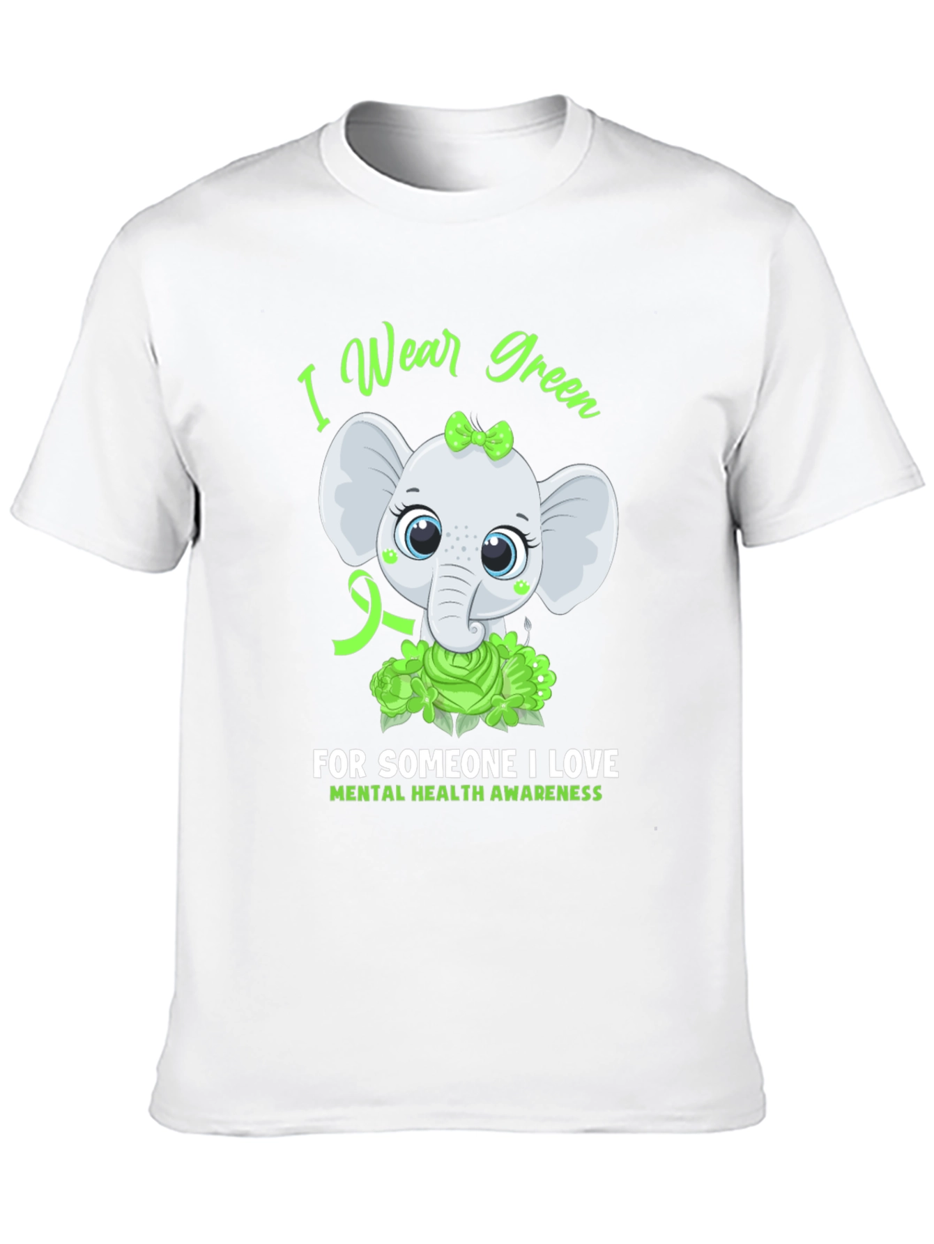 Mental Health Awareness Elephant T-Shirt - Wear Green