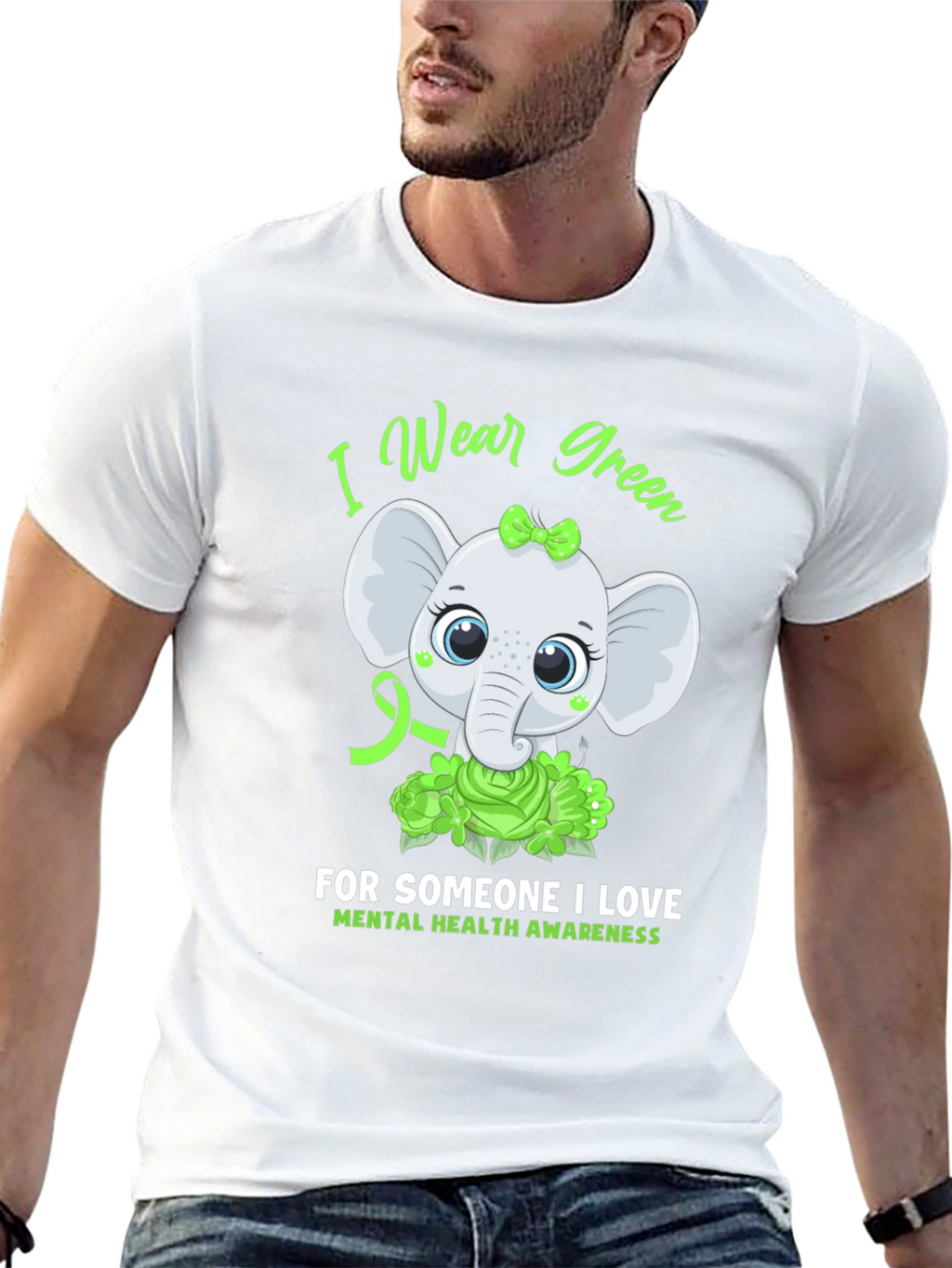 Mental Health Awareness Elephant T-Shirt - Wear Green
