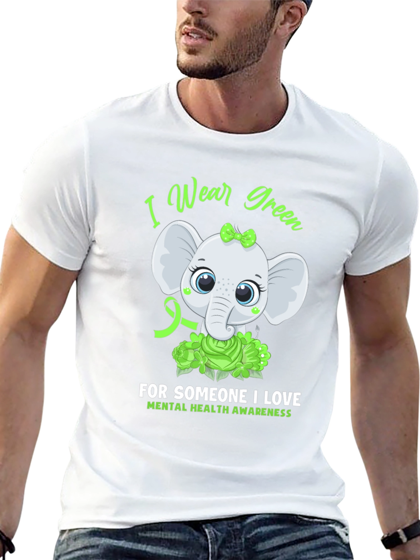 Mental Health Awareness Elephant T-Shirt - Wear Green