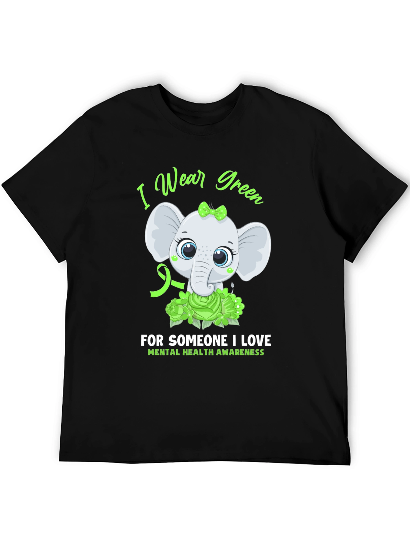 Mental Health Awareness Elephant T-Shirt - Wear Green