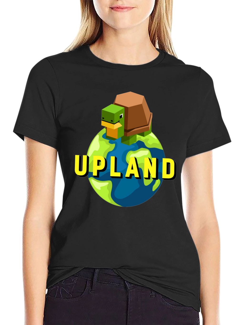 Upland Turtle Earth Graphic Tee - Black Cotton T-Shirt