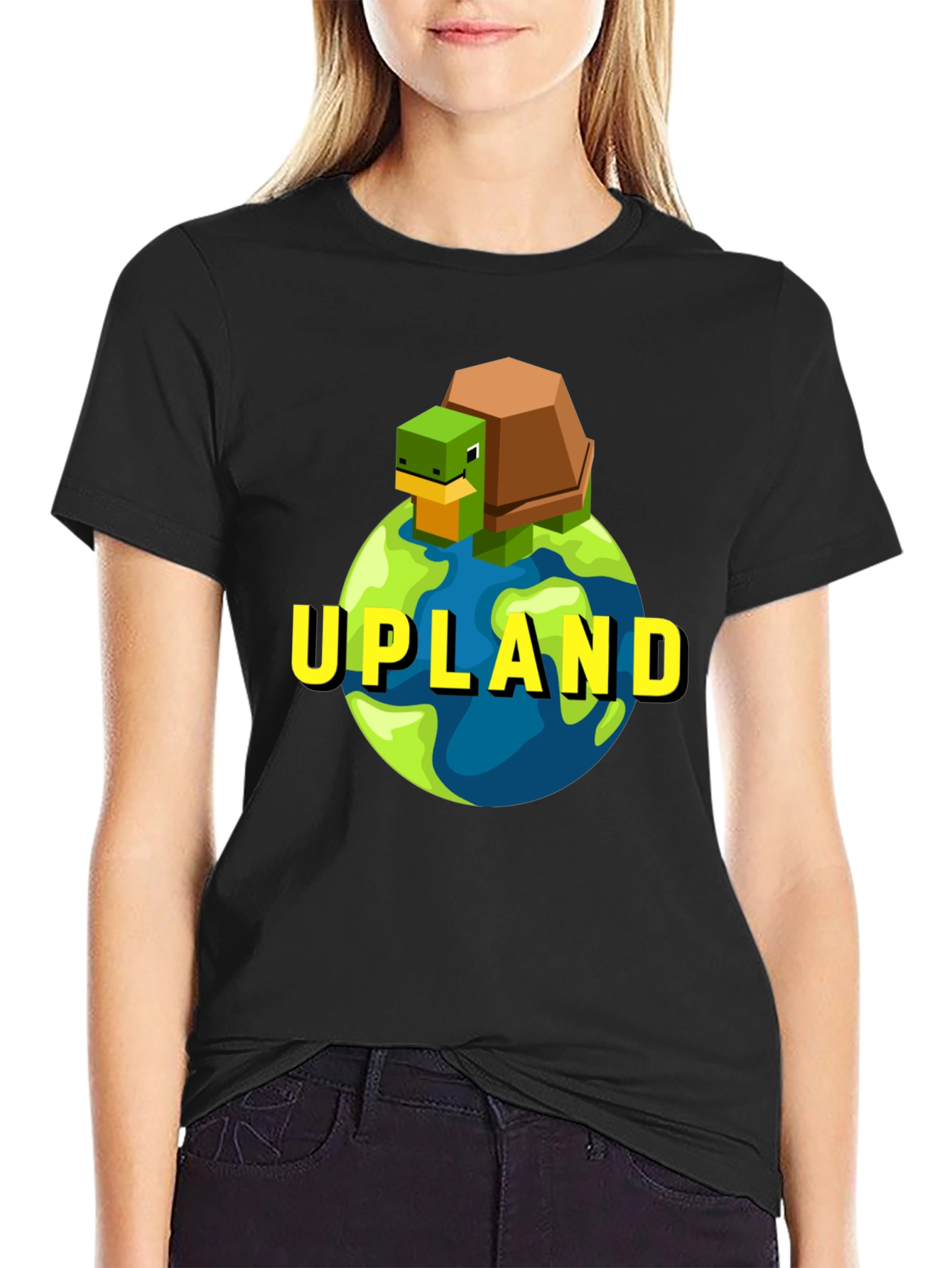 Upland Turtle Earth Graphic Tee - Black Cotton T-Shirt