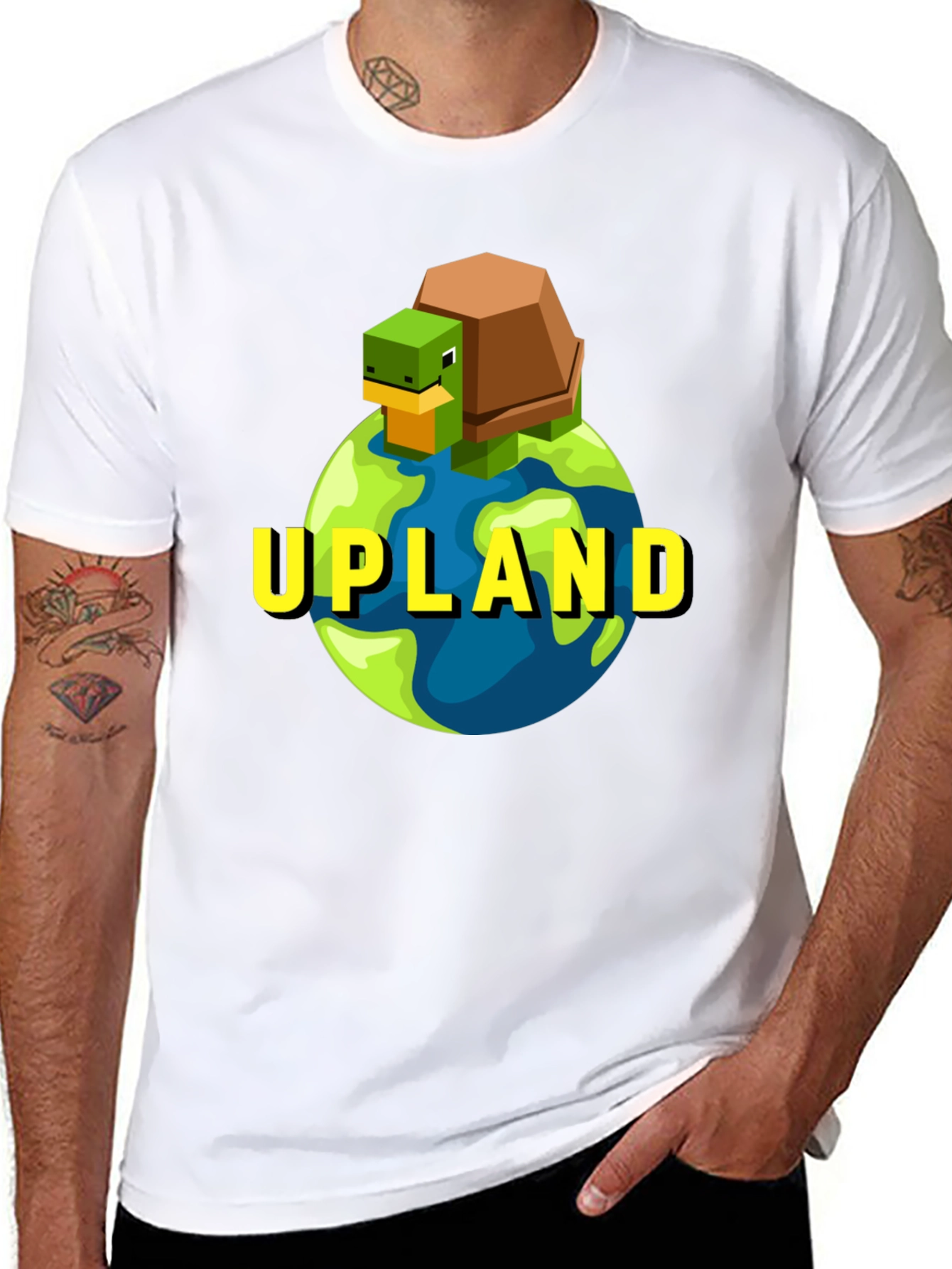 Upland Turtle Earth Graphic Tee - Black Cotton T-Shirt