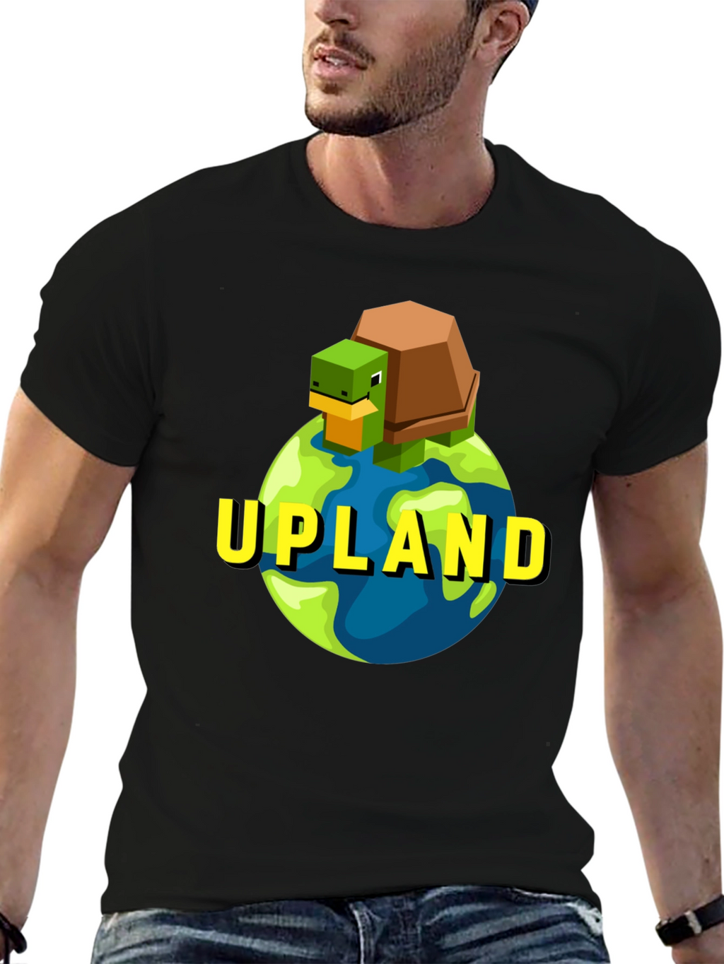 Upland Turtle Earth Graphic Tee - Black Cotton T-Shirt