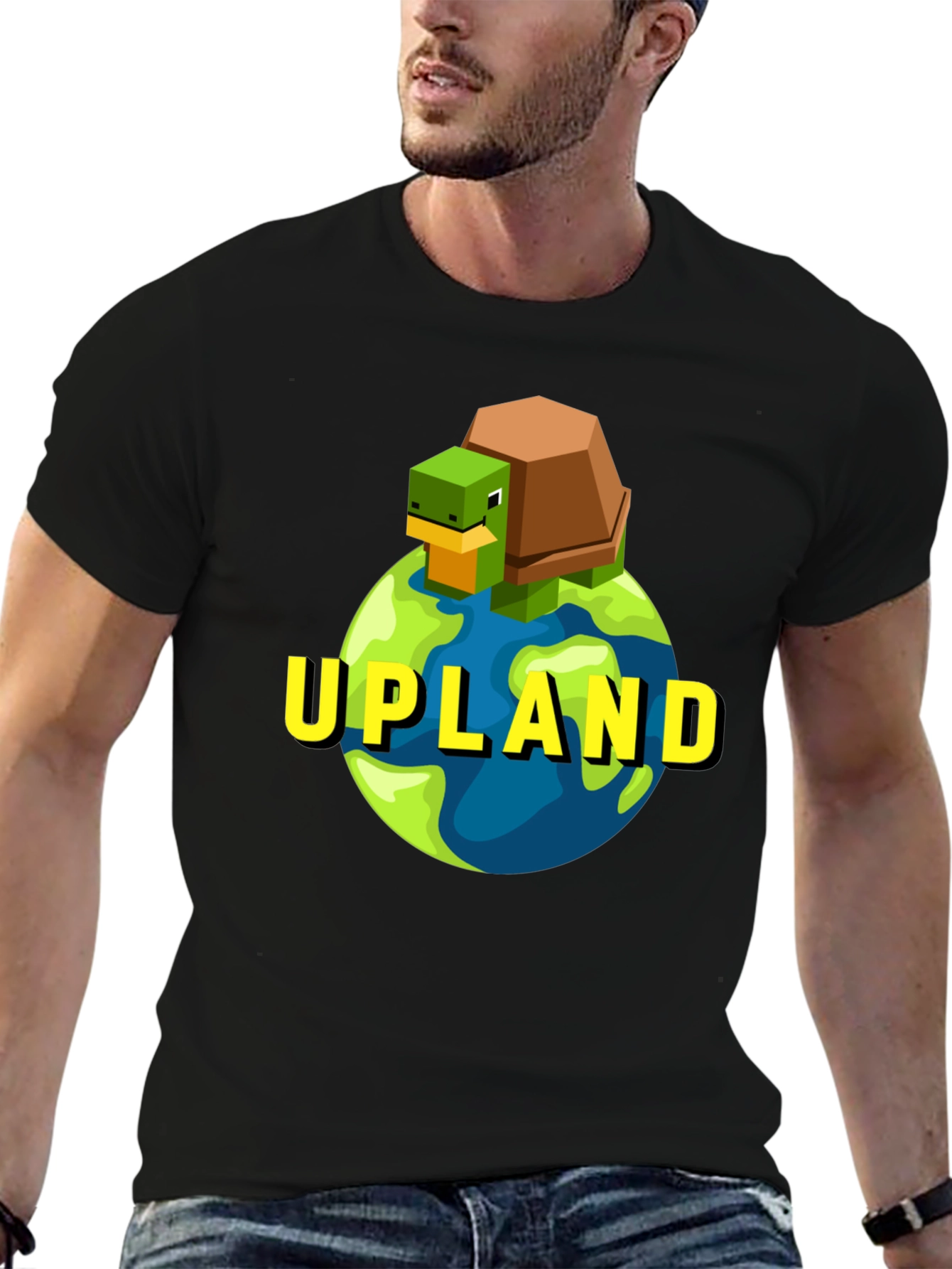 Upland Turtle Earth Graphic Tee - Black Cotton T-Shirt