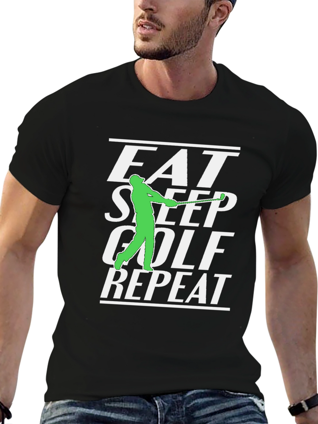 Eat Sleep Golf Repeat Graphic Tee