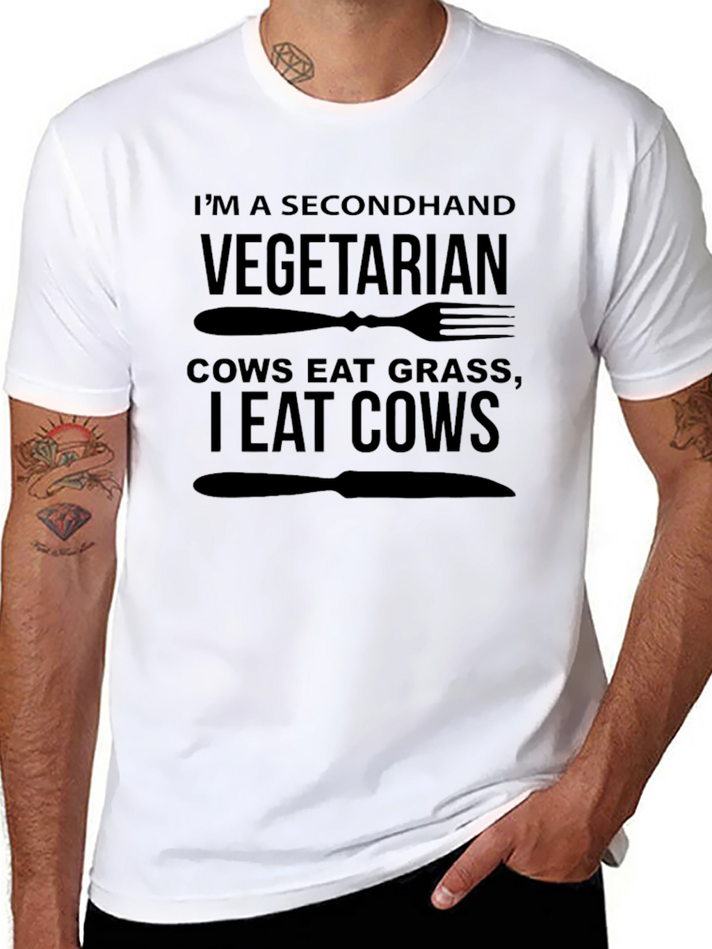 Secondhand Vegetarian Graphic Tee - Eat Cows!