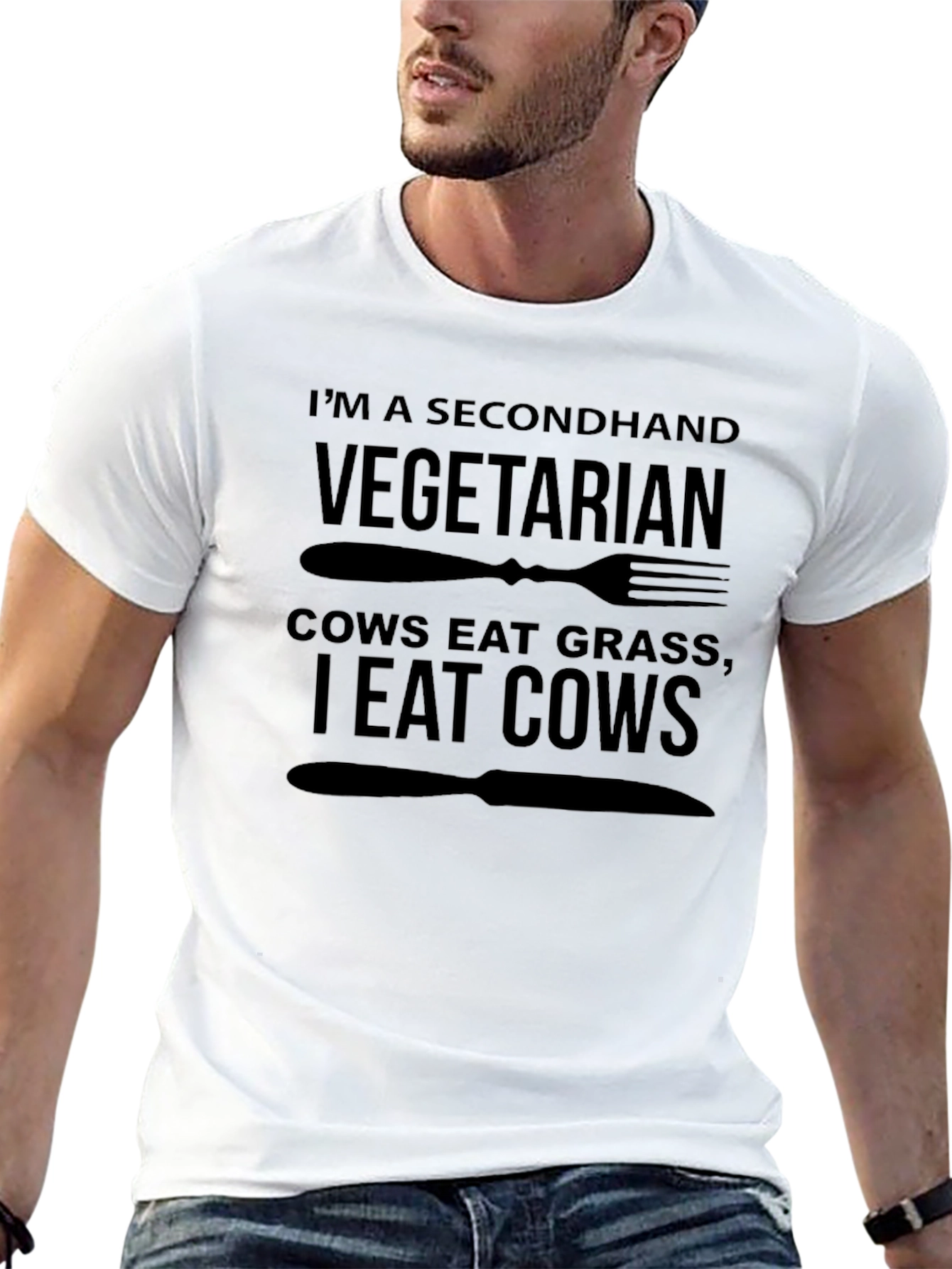 Secondhand Vegetarian Graphic Tee - Eat Cows!