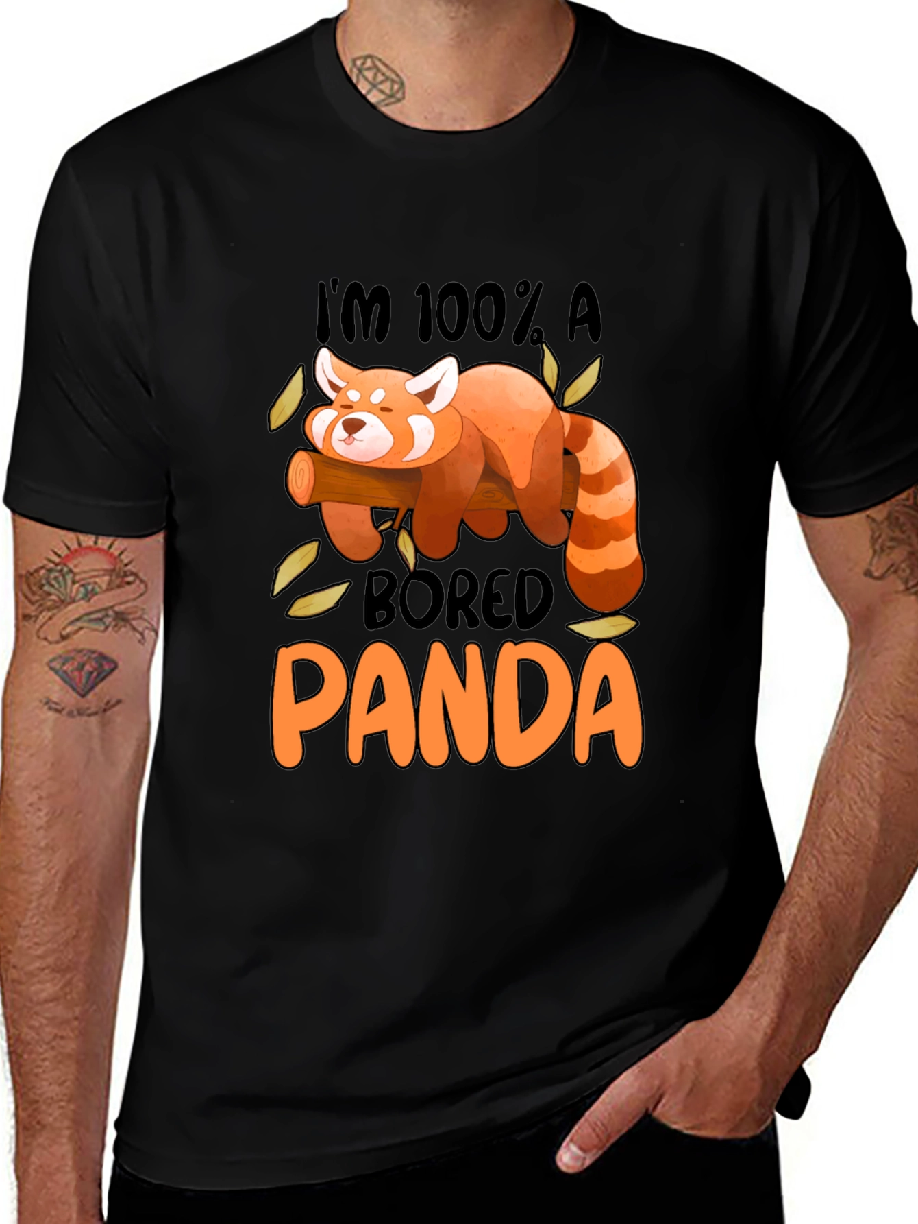 Bored Panda Graphic Tee - Black Cotton Casual Shirt