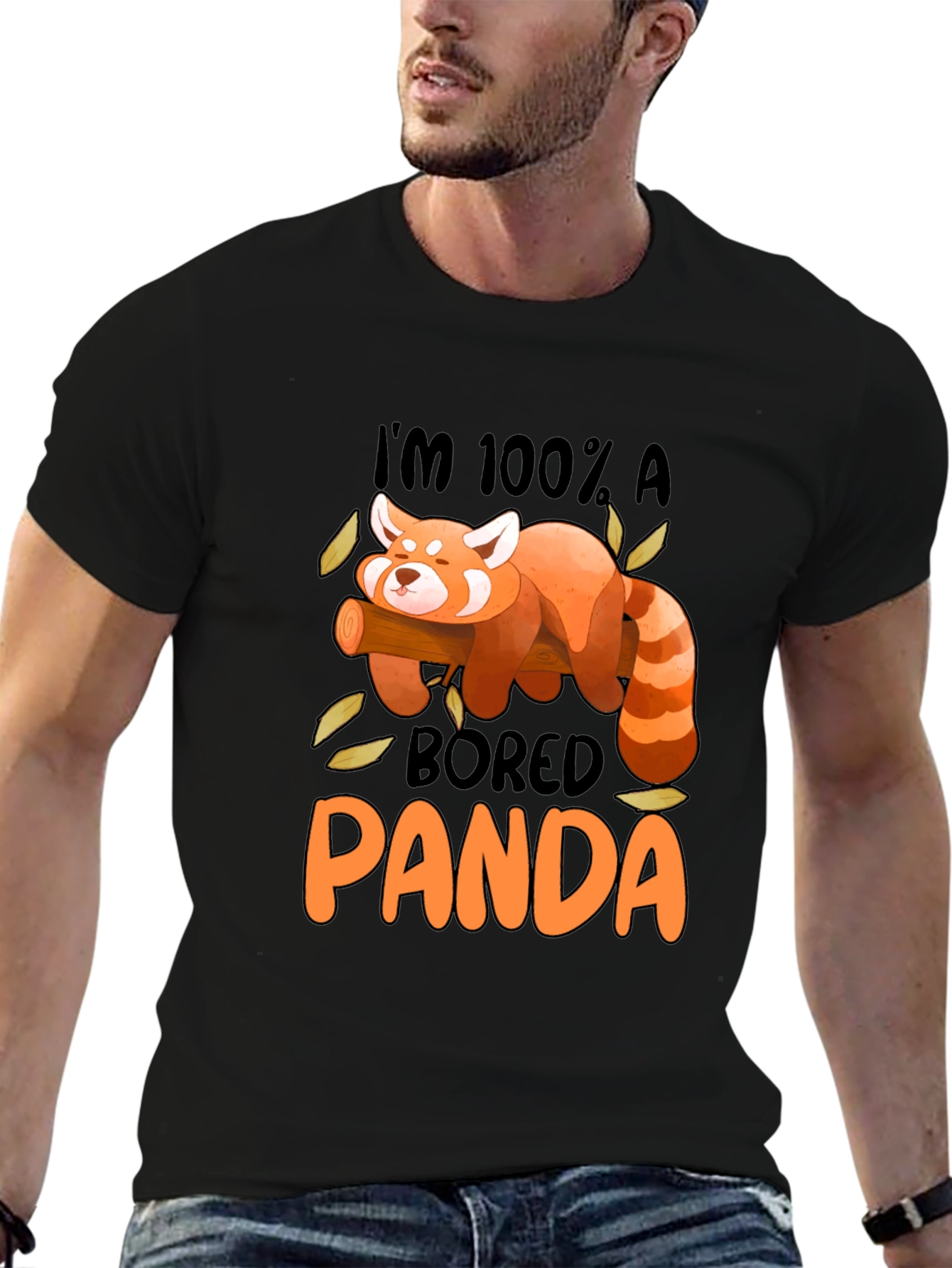 Bored Panda Graphic Tee - Black Cotton Casual Shirt
