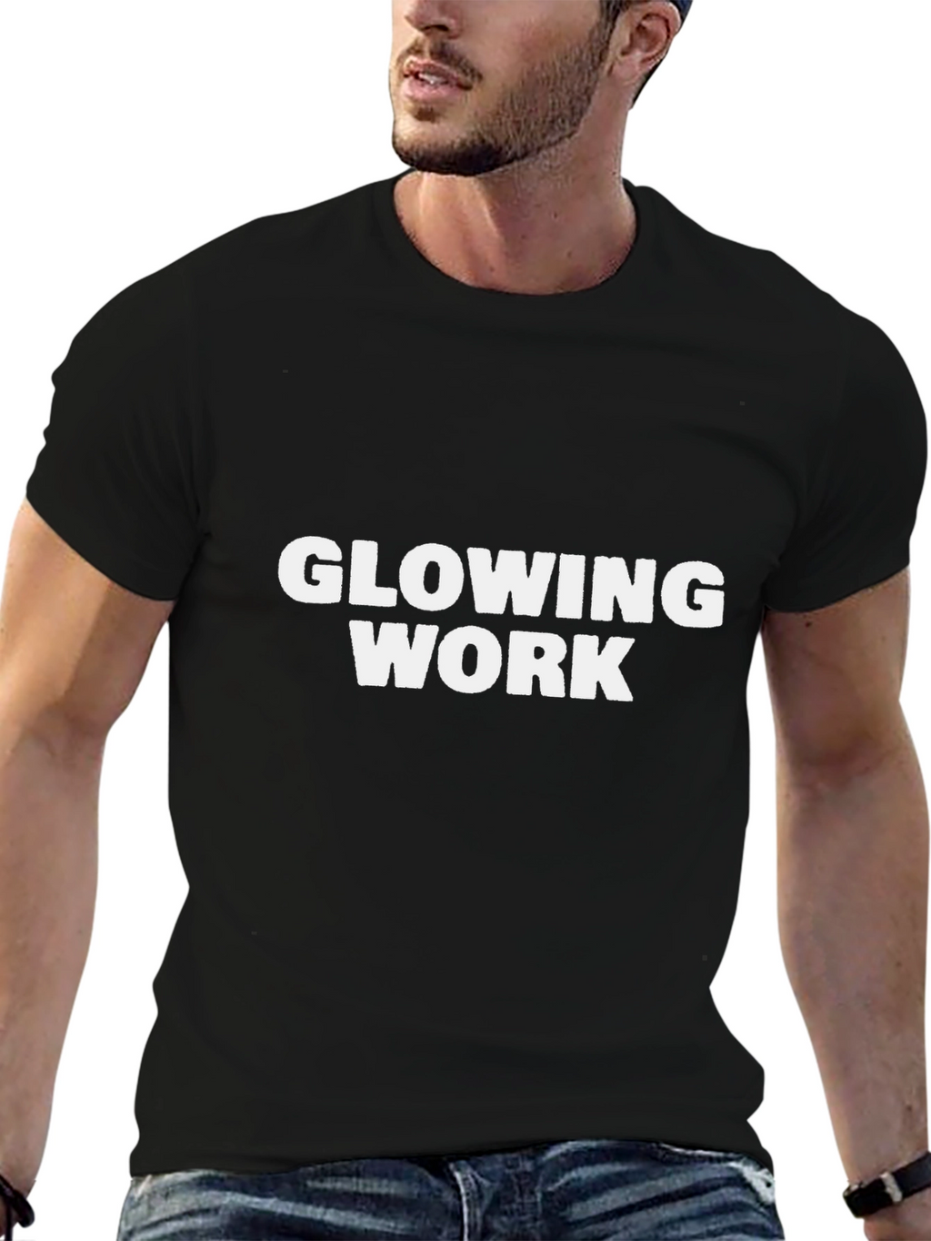 Glowing Work Black Cotton Tee
