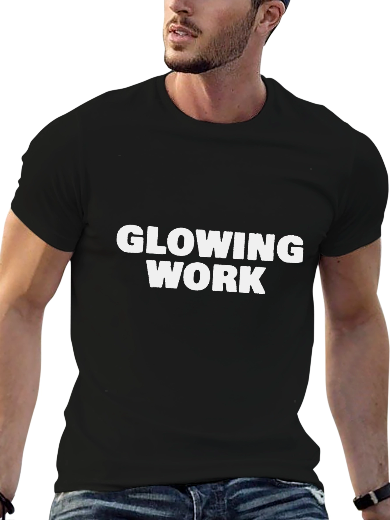 Glowing Work Black Cotton Tee