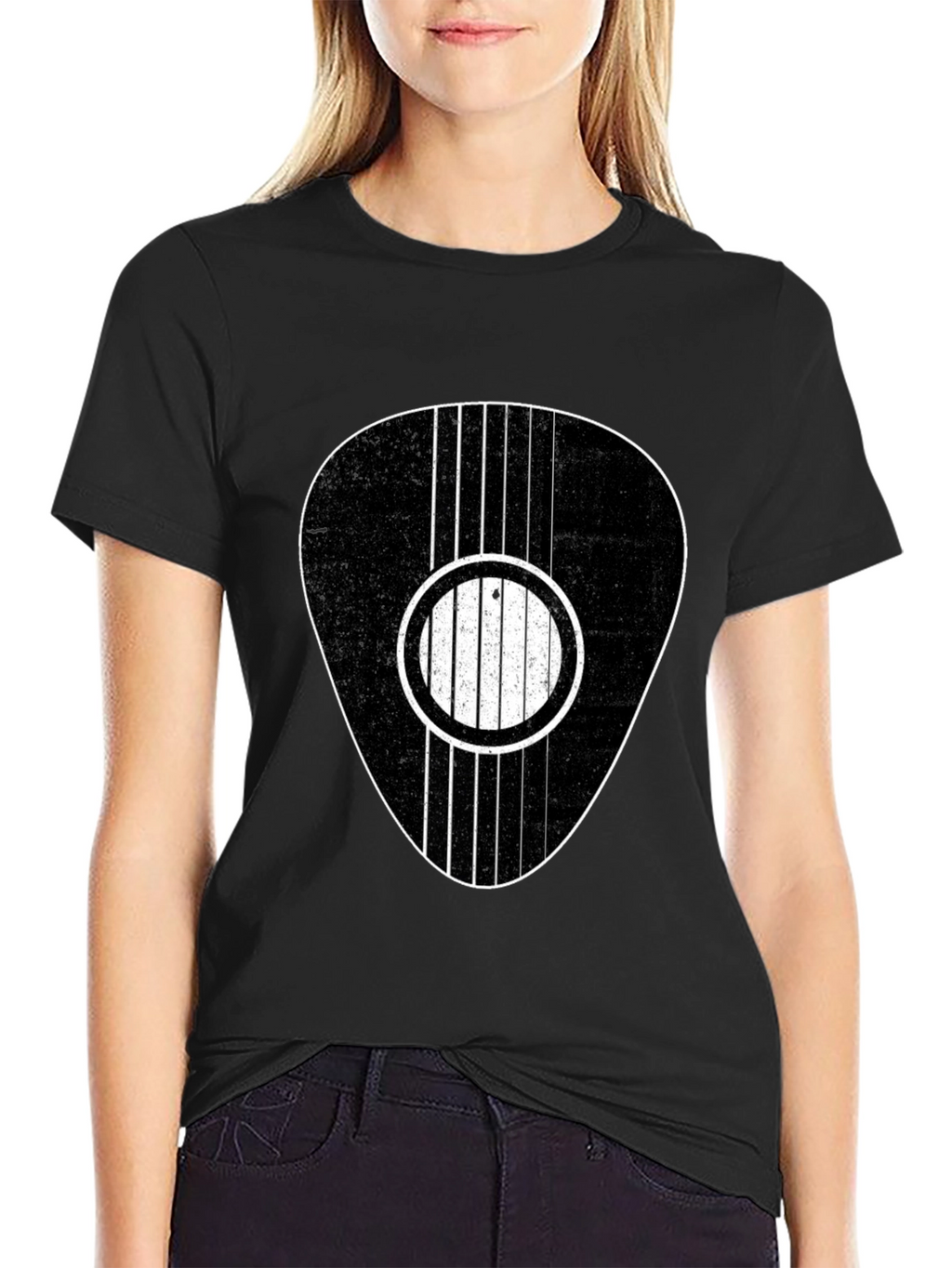 Guitar Pick Graphic Tee - Black Cotton