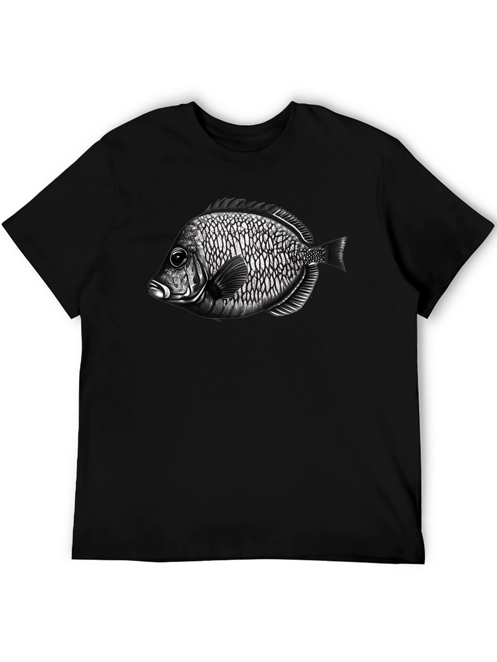 Black T-Shirt with Fish Graphic