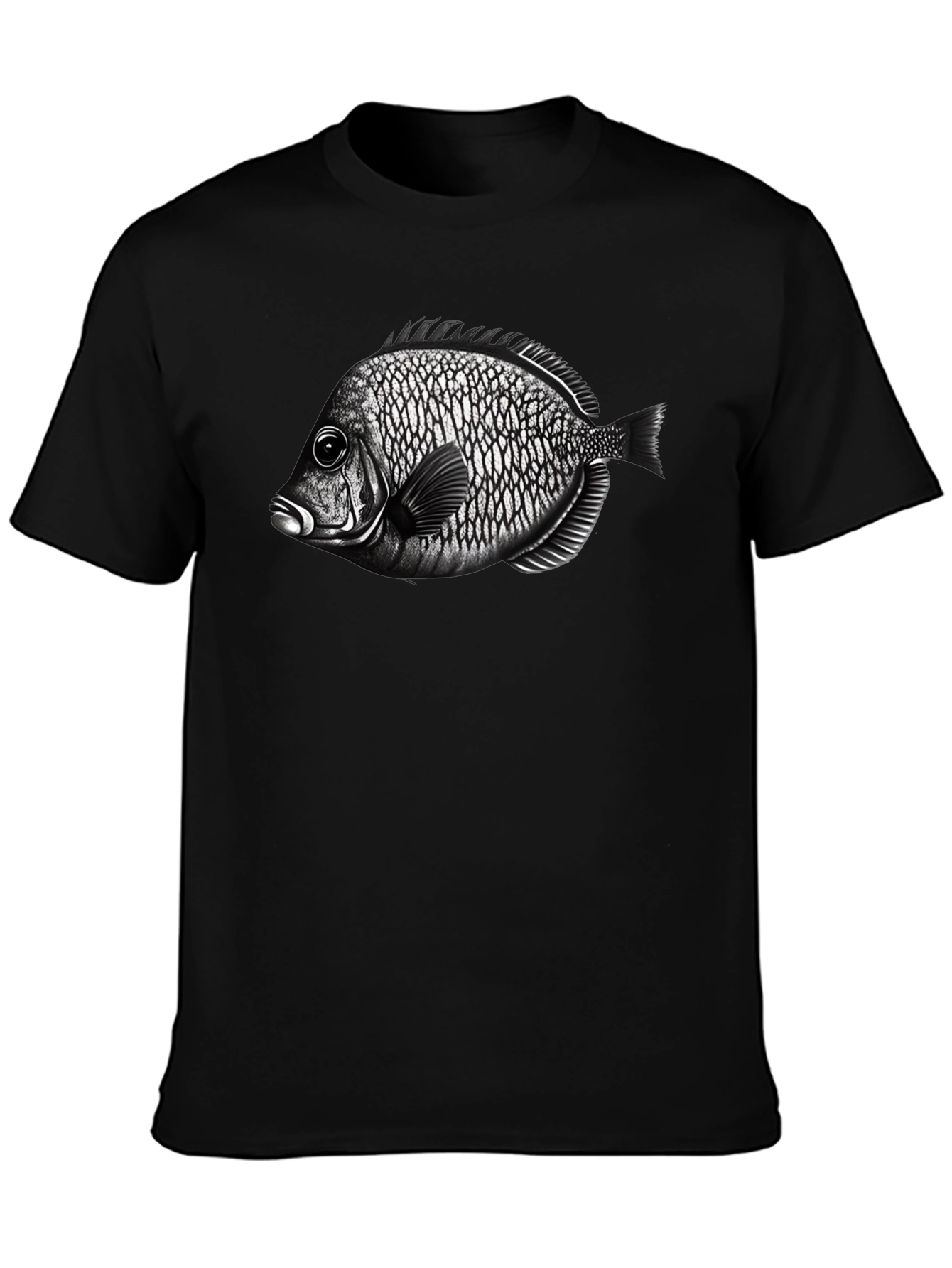 Black T-Shirt with Fish Graphic