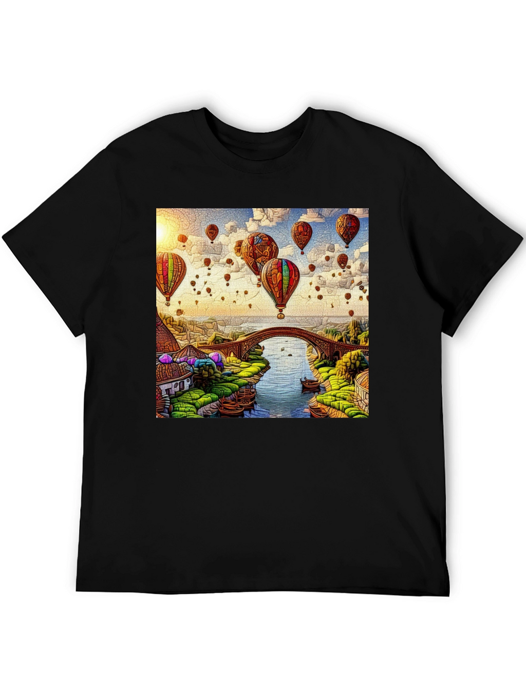 Balloon Bridge Graphic Tee - Artistic Mens T-Shirt