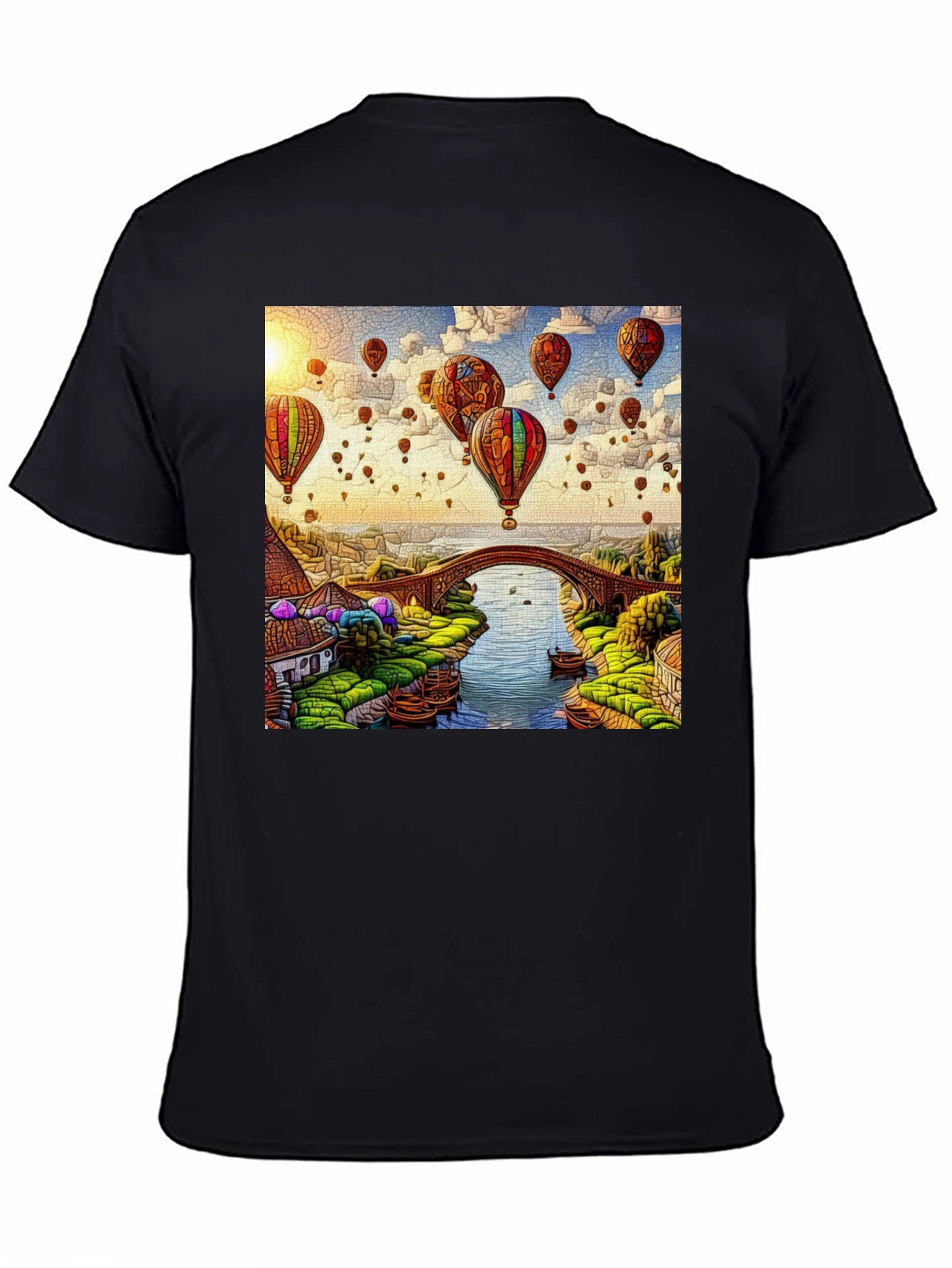 Balloon Bridge Graphic Tee - Artistic Mens T-Shirt