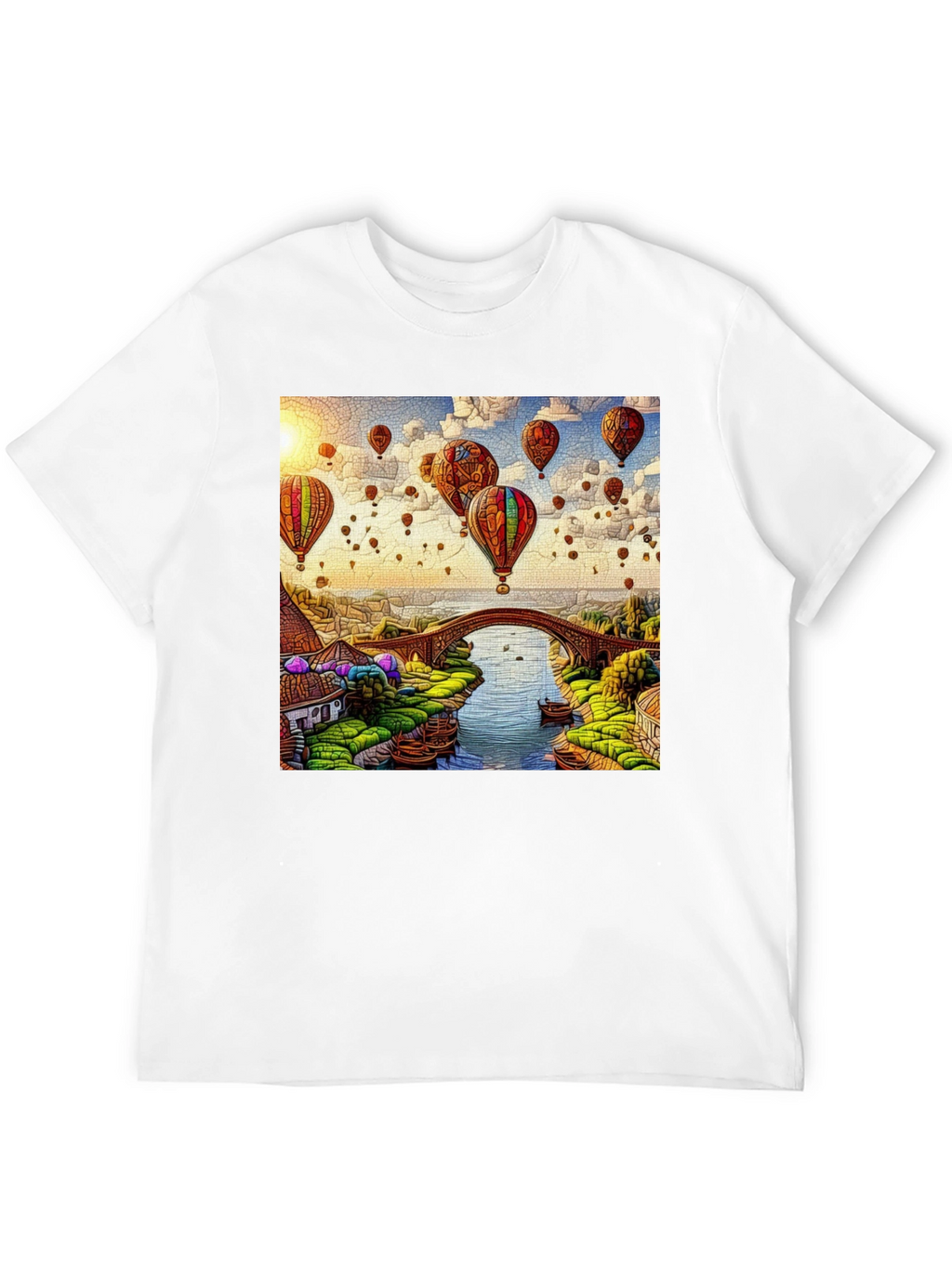 Balloon Bridge Graphic Tee - Artistic Mens T-Shirt