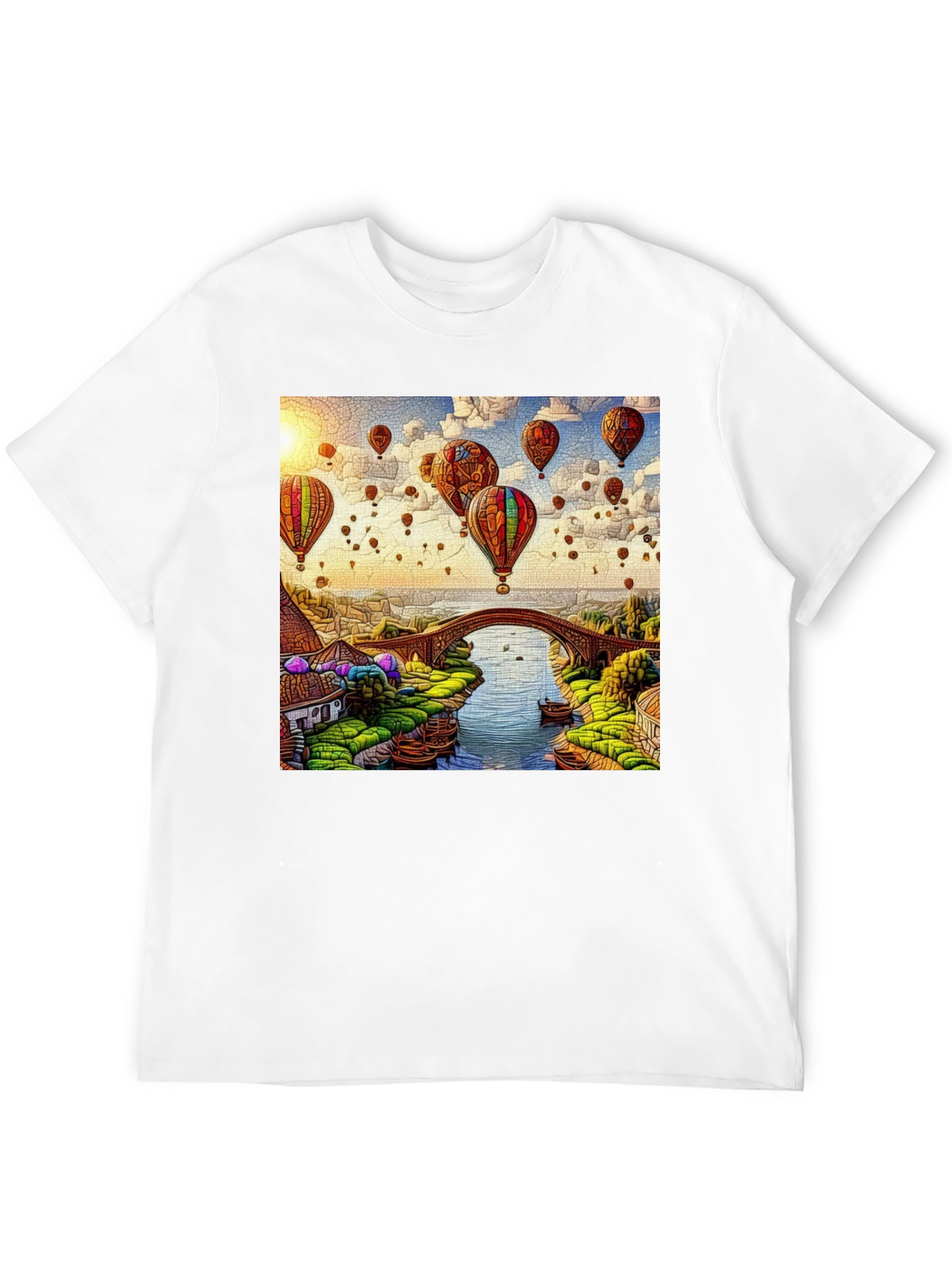 Balloon Bridge Graphic Tee - Artistic Mens T-Shirt