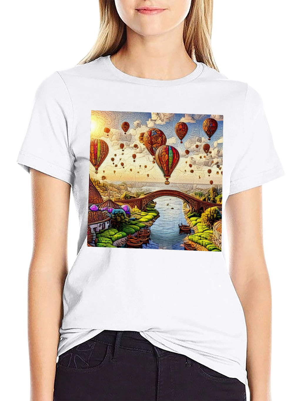 Balloon Bridge Graphic Tee - Artistic Mens T-Shirt